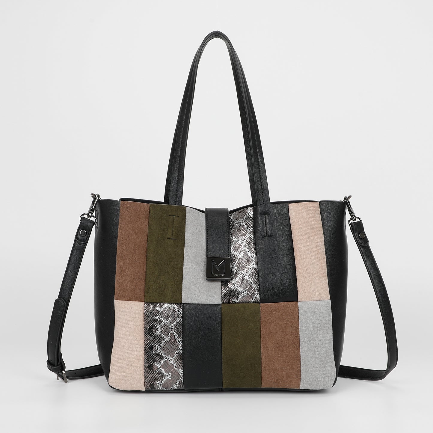 BORSA A SPALLA PATCHWORK VERTICALI
