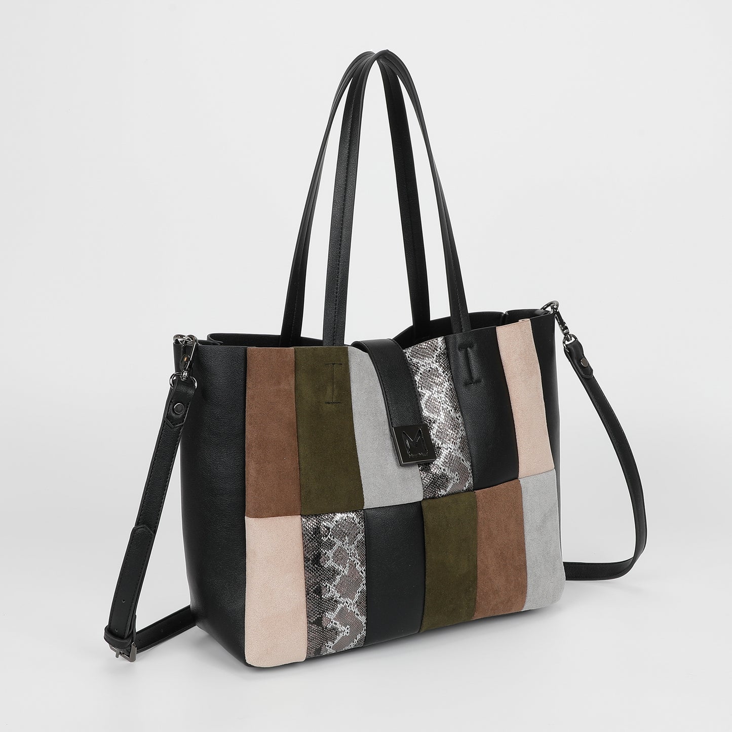 BORSA A SPALLA PATCHWORK VERTICALI