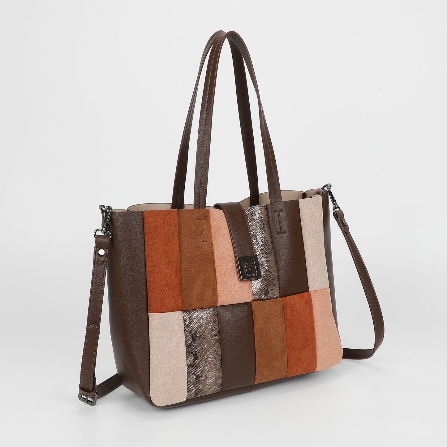 BORSA A SPALLA PATCHWORK VERTICALI