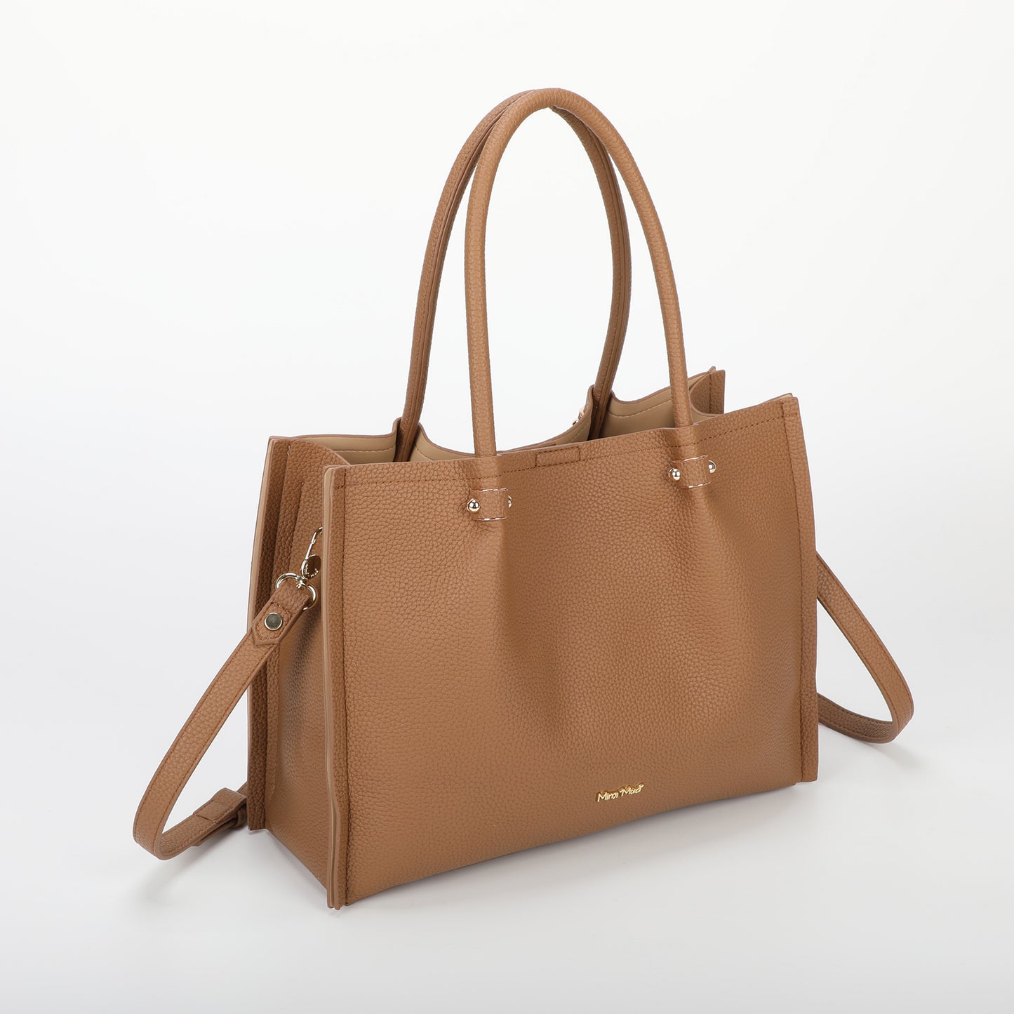 BORSA A SPALLA CON RIFINITURE IN TINTA