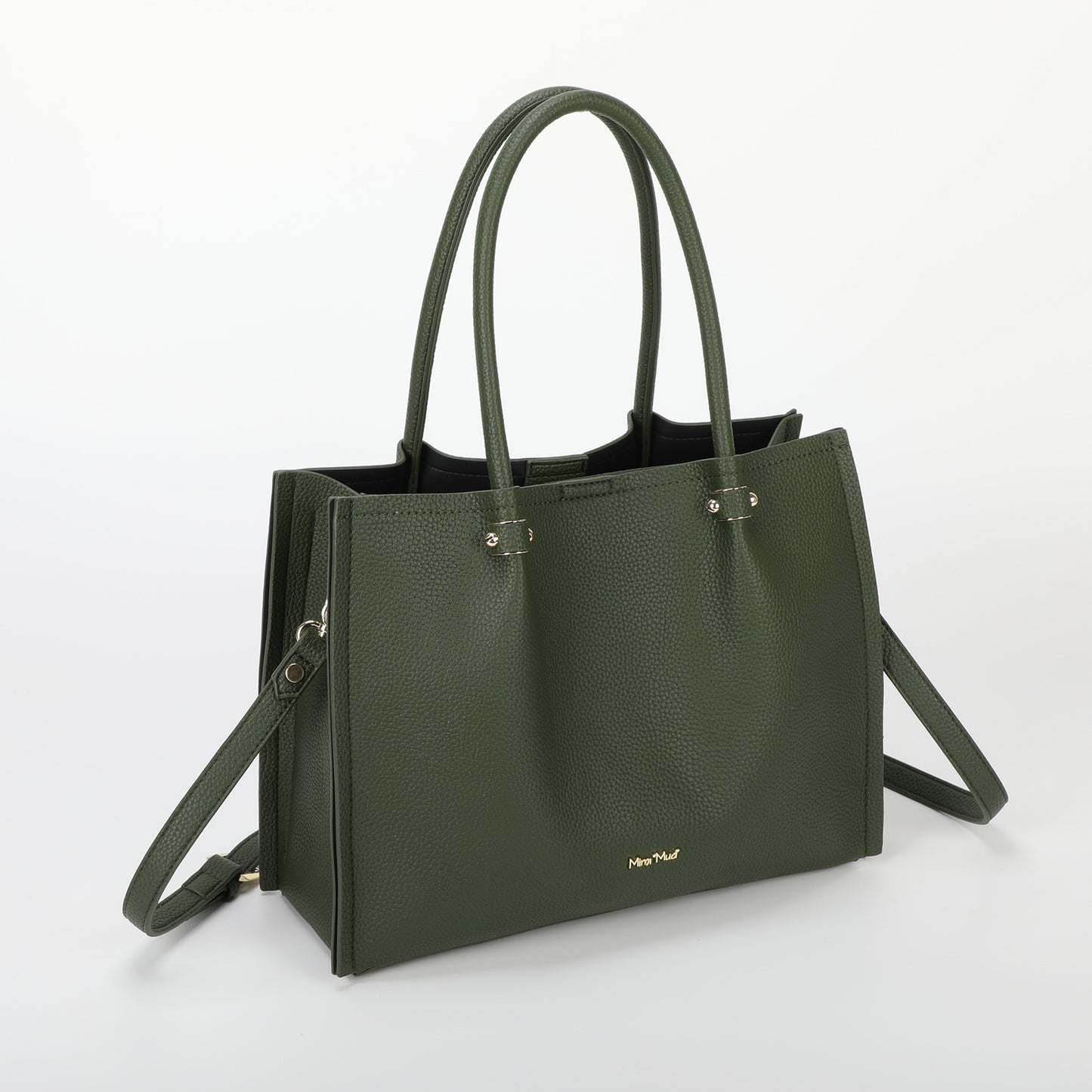 BORSA A SPALLA CON RIFINITURE IN TINTA