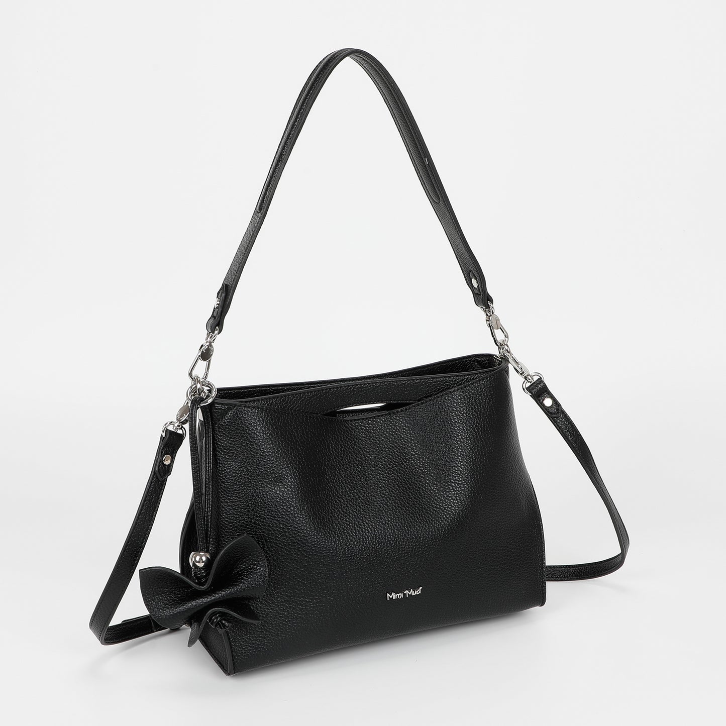 BORSA A SPALLA MEDIA CON BORDI NERI