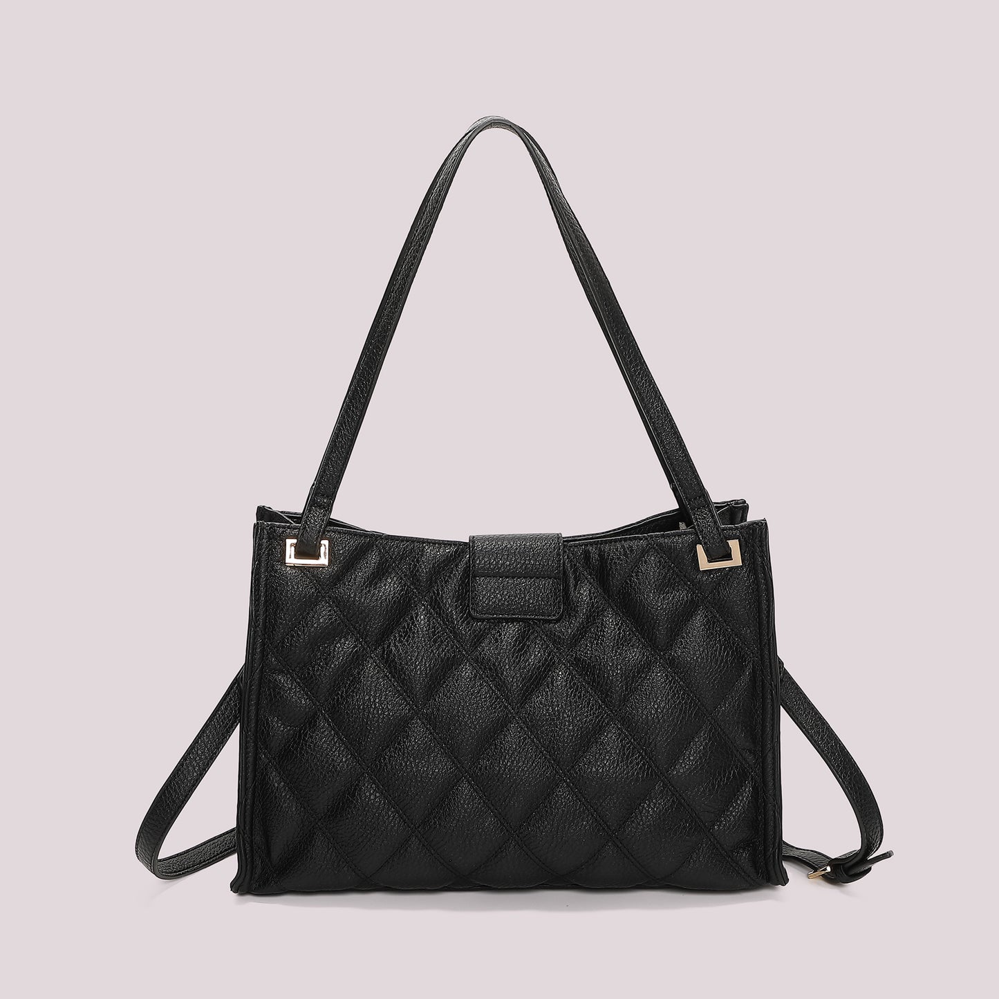 BORSA SHOPPING TRAPUNTATA CON BASE LISCIA