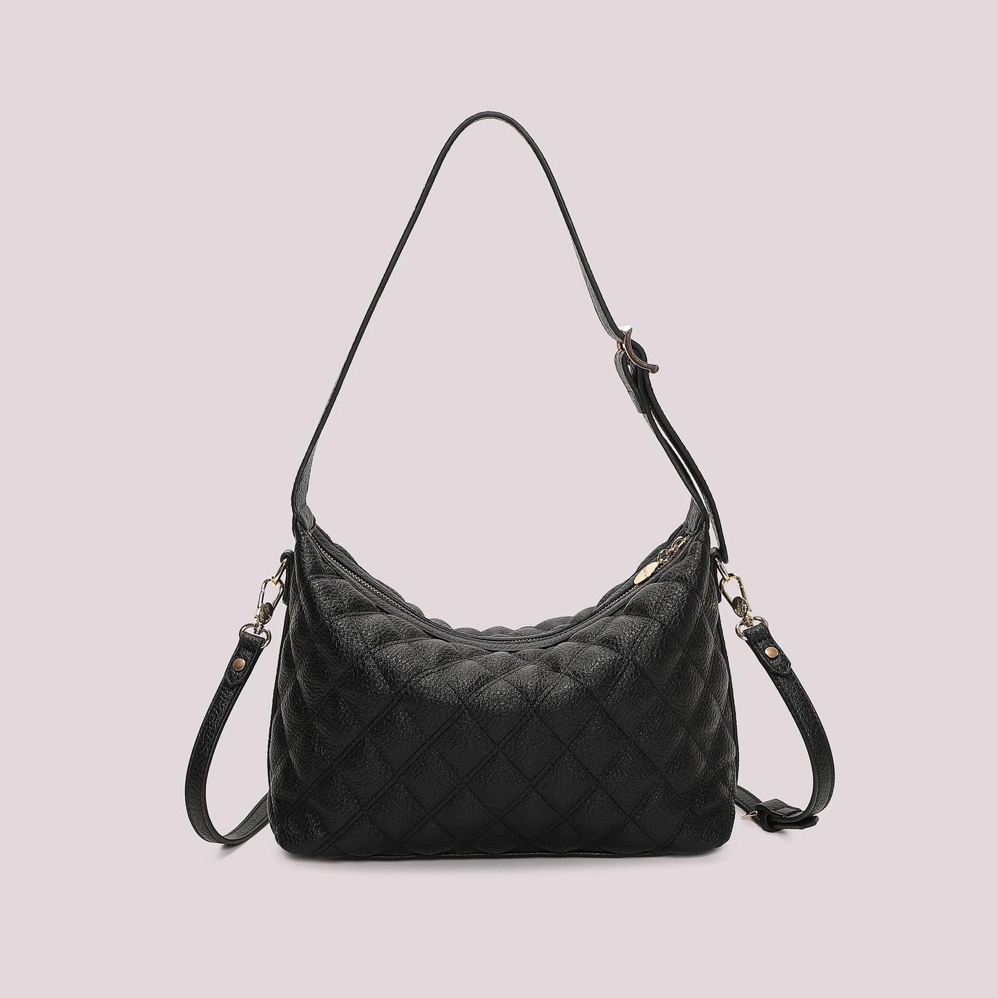 BORSA A SPALLA TRAPUNTATA CON BASE LISCIA