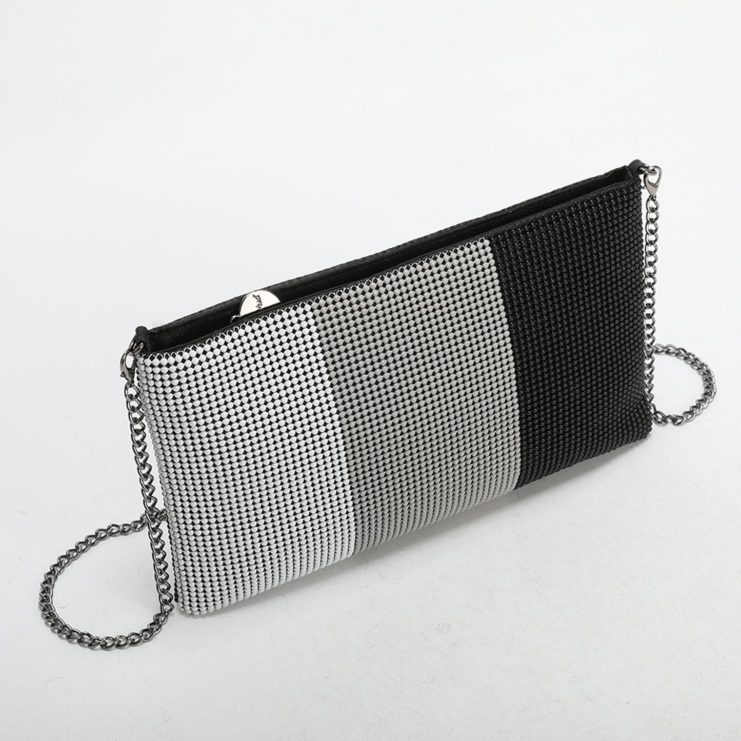 BORSA POCHETTE TRICOLOR IN RETE DI STRASS