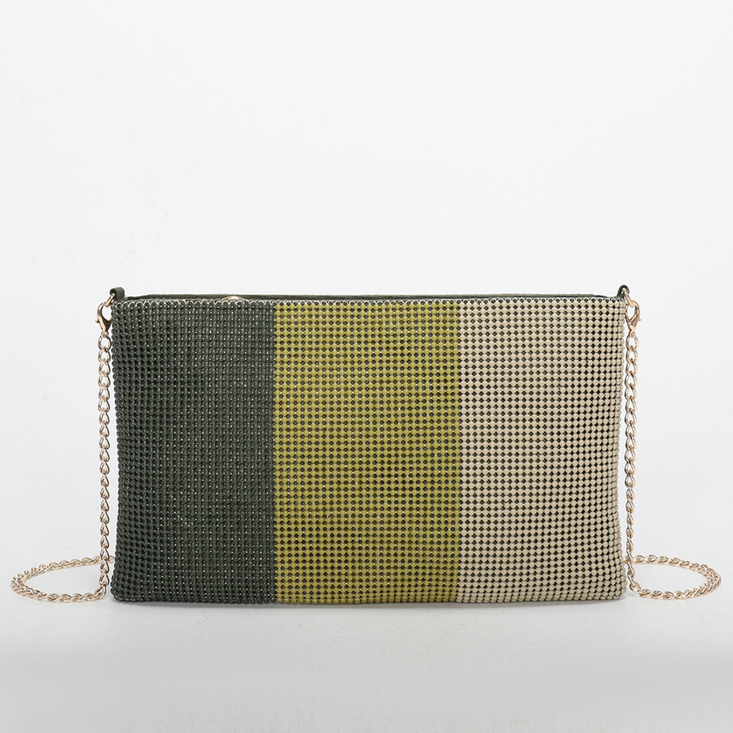 BORSA POCHETTE TRICOLOR IN RETE DI STRASS