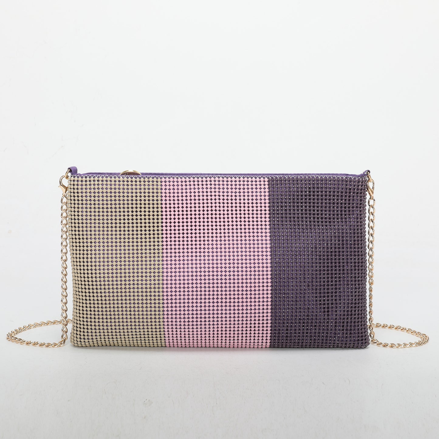 BORSA POCHETTE TRICOLOR IN RETE DI STRASS