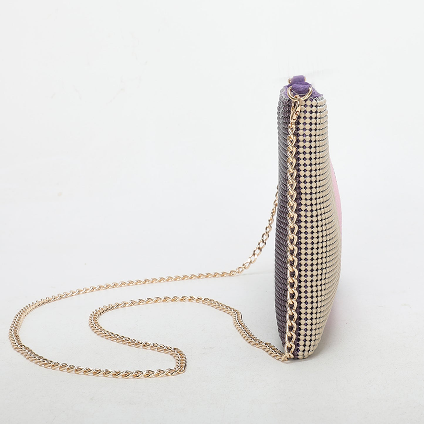 BORSA POCHETTE TRICOLOR IN RETE DI STRASS