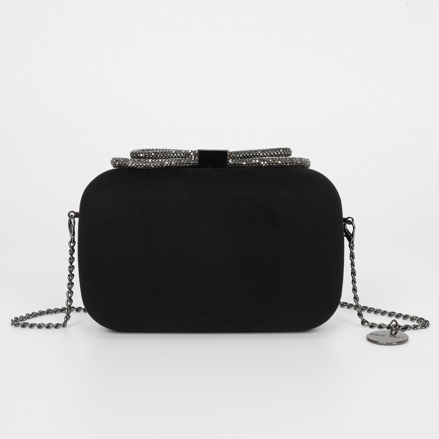 BORSA CLUTCH EFFETTO CAMOSCIO CON CHIUSURA A FIOCCO