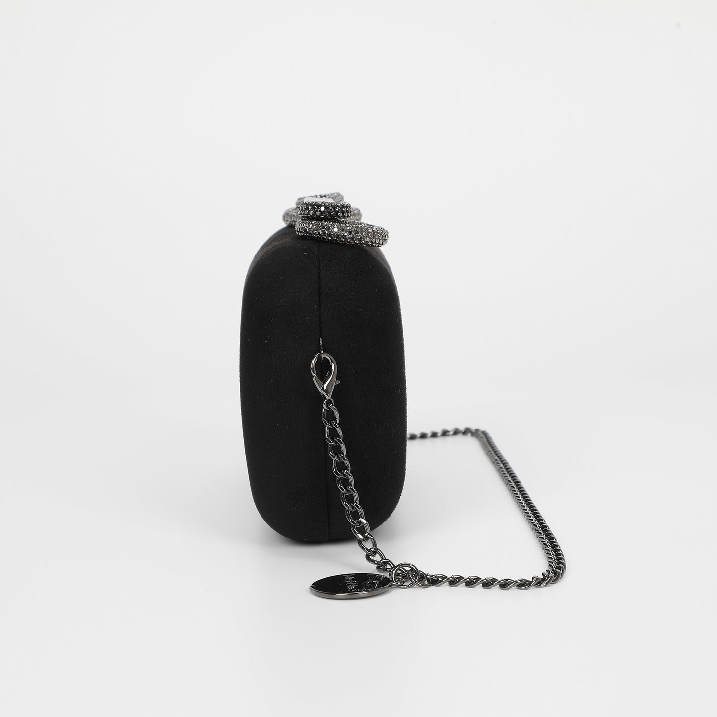 BORSA CLUTCH EFFETTO CAMOSCIO CON CHIUSURA A FIOCCO