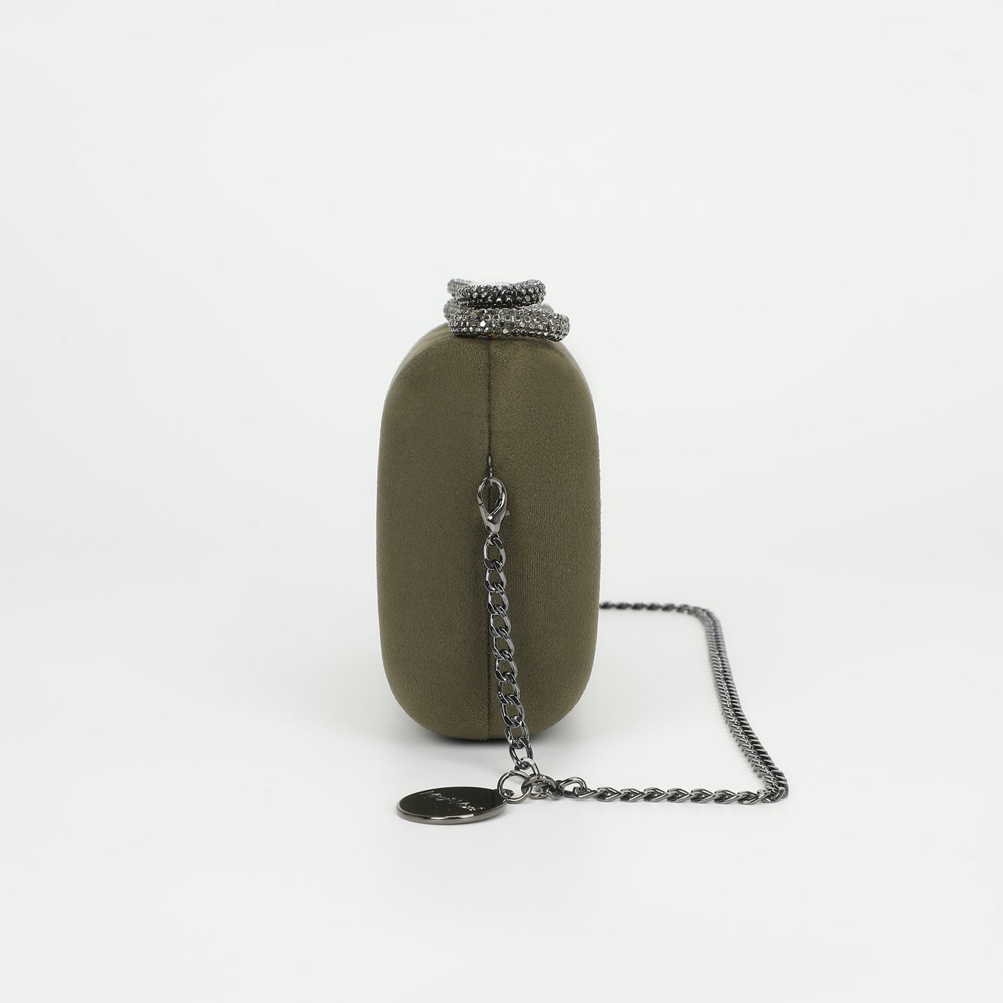 BORSA CLUTCH EFFETTO CAMOSCIO CON CHIUSURA A FIOCCO