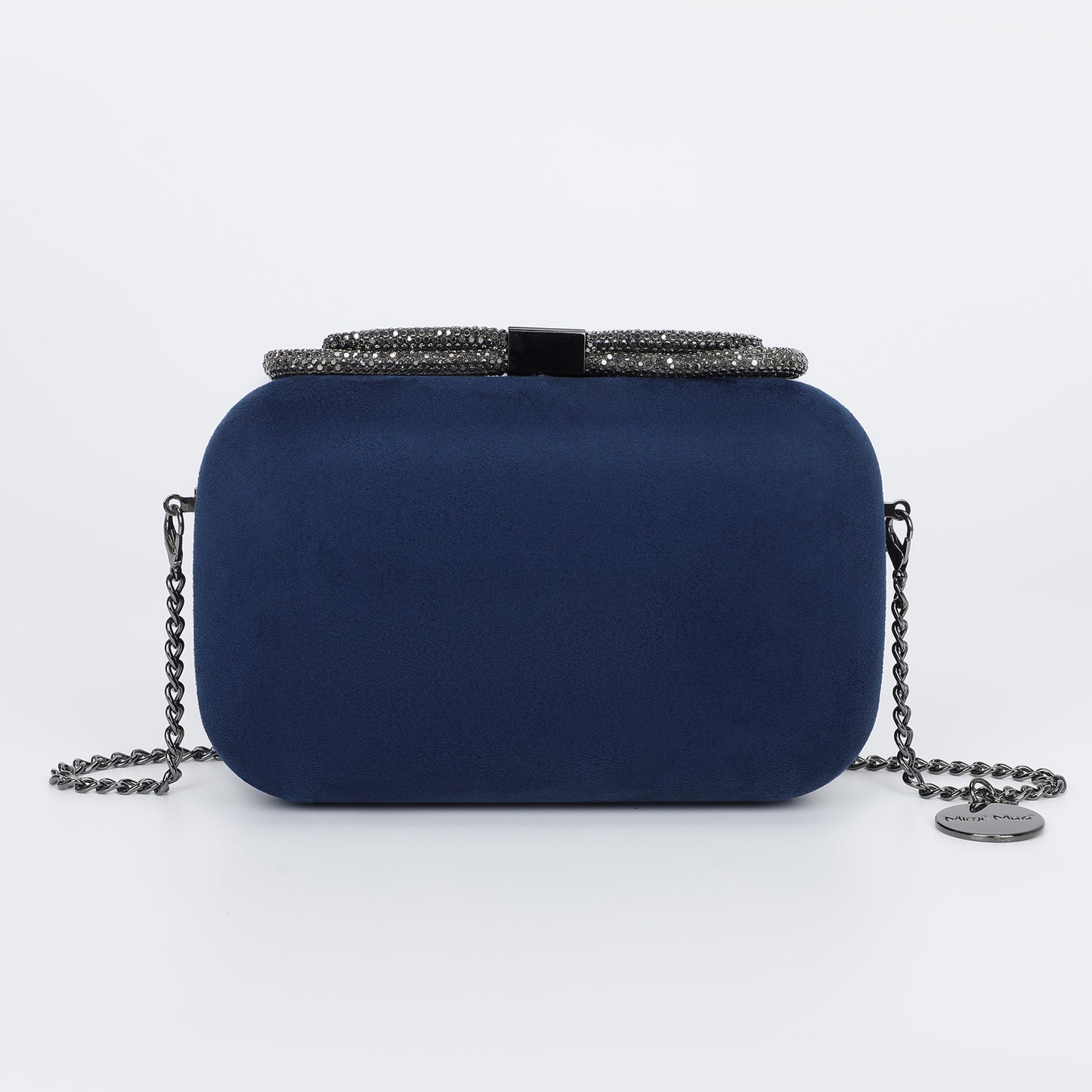 BORSA CLUTCH EFFETTO CAMOSCIO CON CHIUSURA A FIOCCO