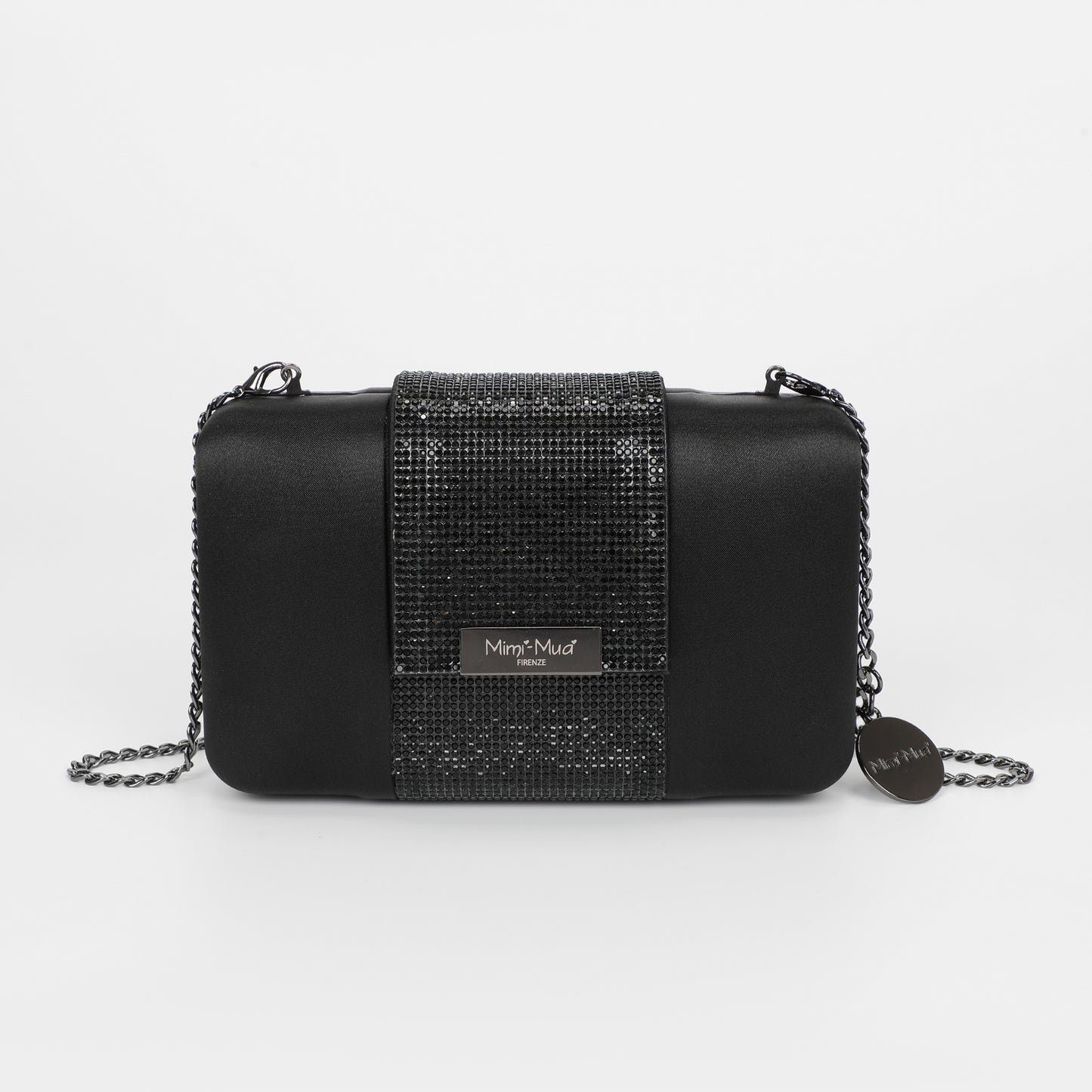 BORSA CLUTCH CON STRISCIA DI STRASS