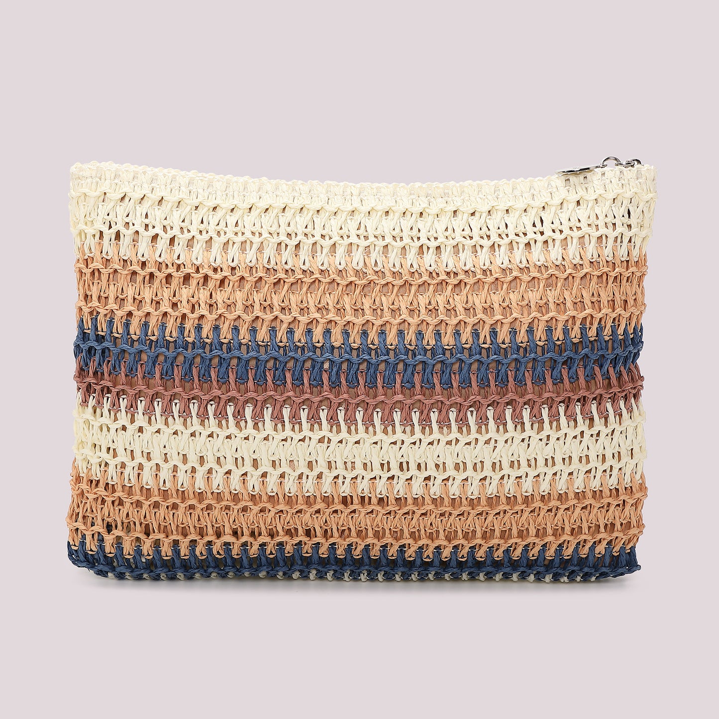 PORTAOGGETTI A RIGHE IN STRAW PAPER E LOGO
