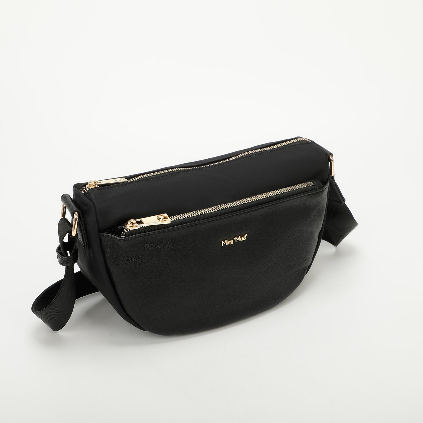 BORSA A TRACOLLA IN NYLON CON DETTAGLIO IN SIMILPELLE