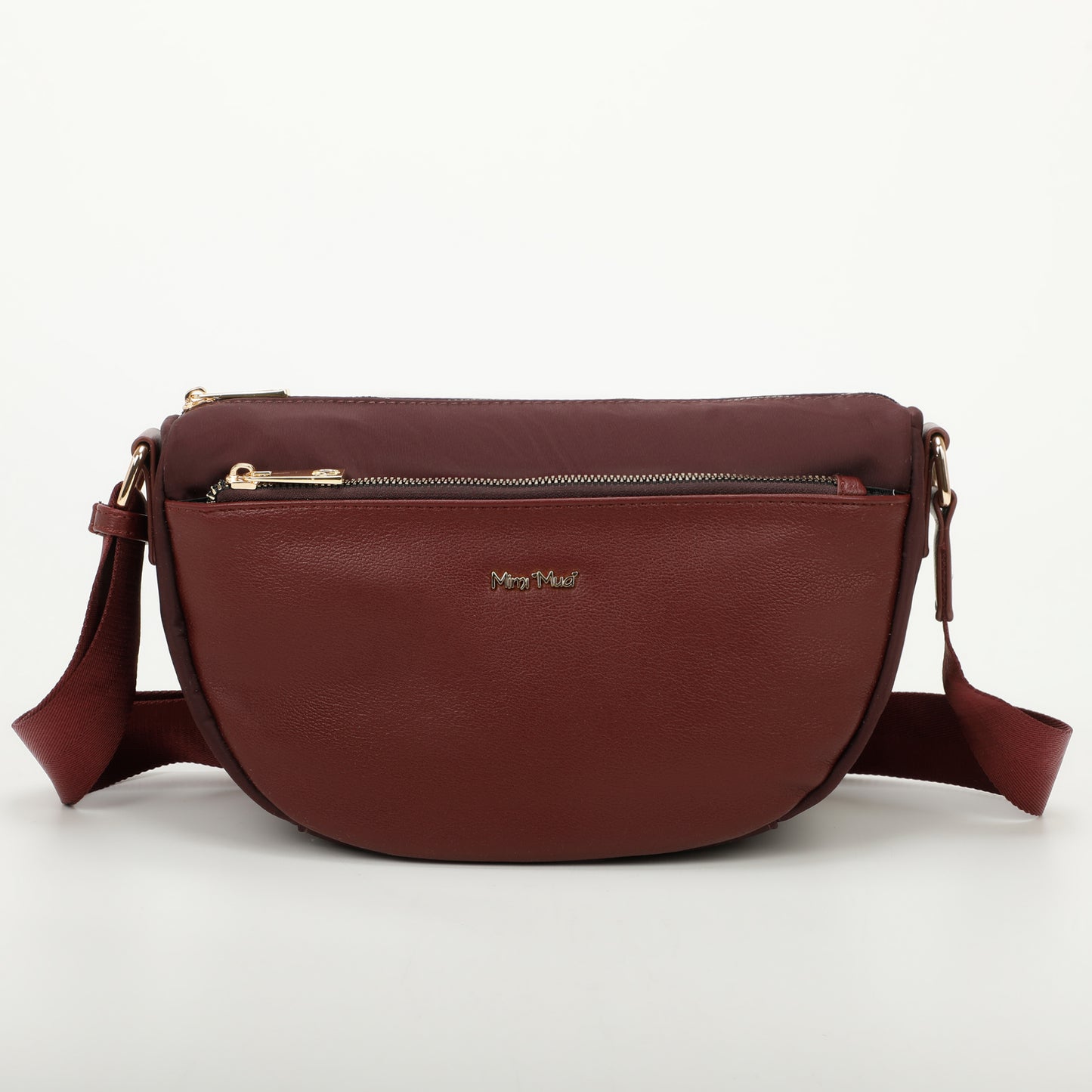 BORSA A TRACOLLA IN NYLON CON DETTAGLIO IN SIMILPELLE