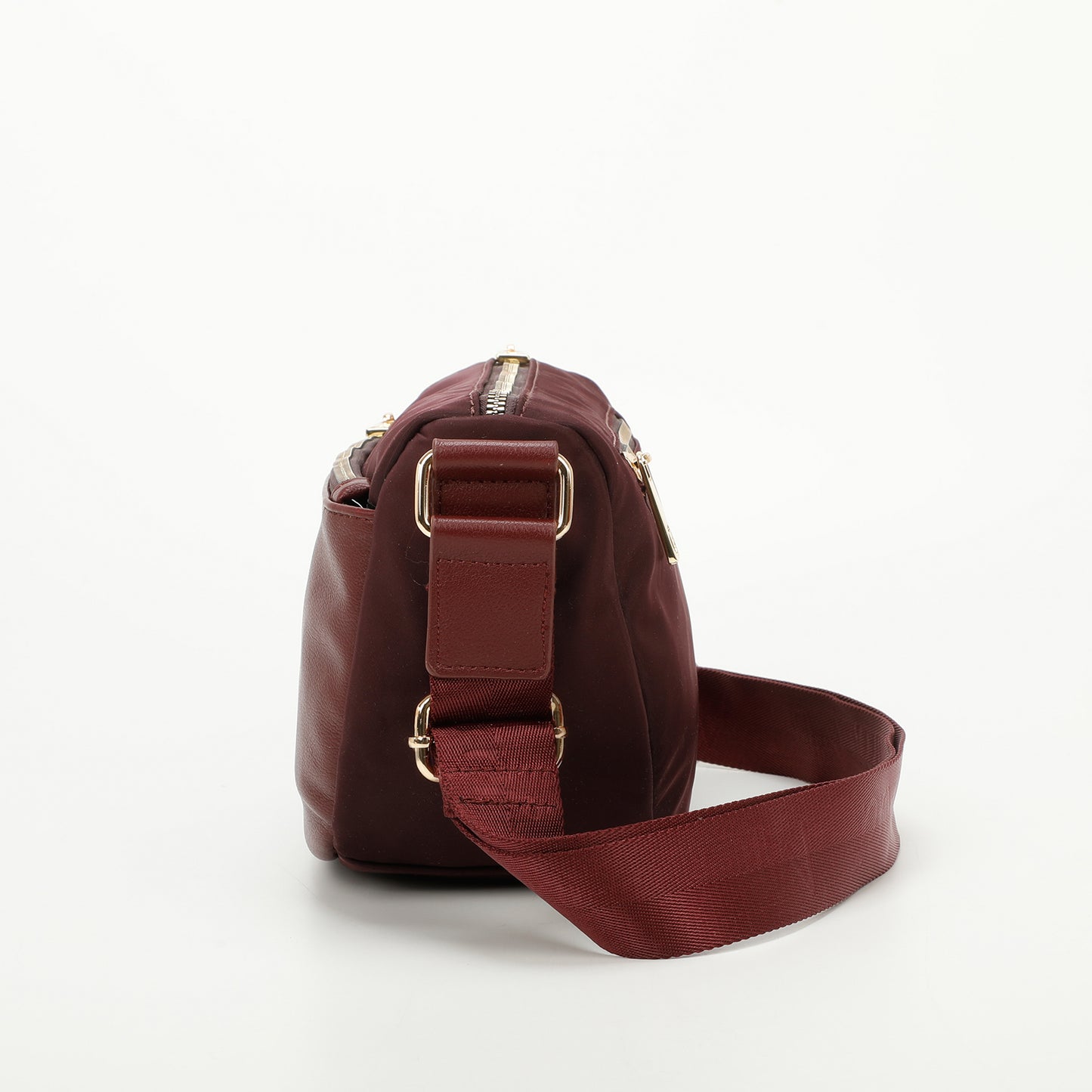 BORSA A TRACOLLA IN NYLON CON DETTAGLIO IN SIMILPELLE