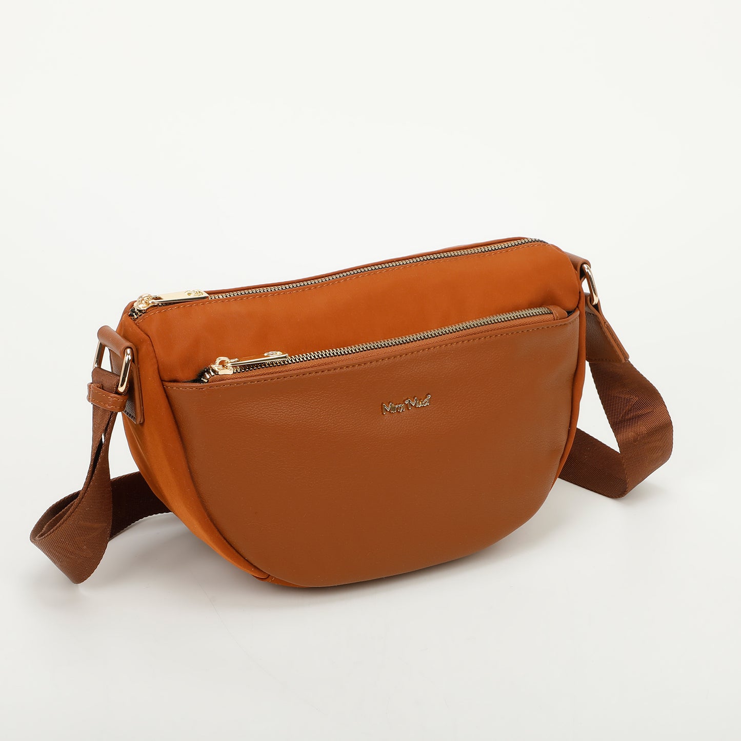 BORSA A TRACOLLA IN NYLON CON DETTAGLIO IN SIMILPELLE