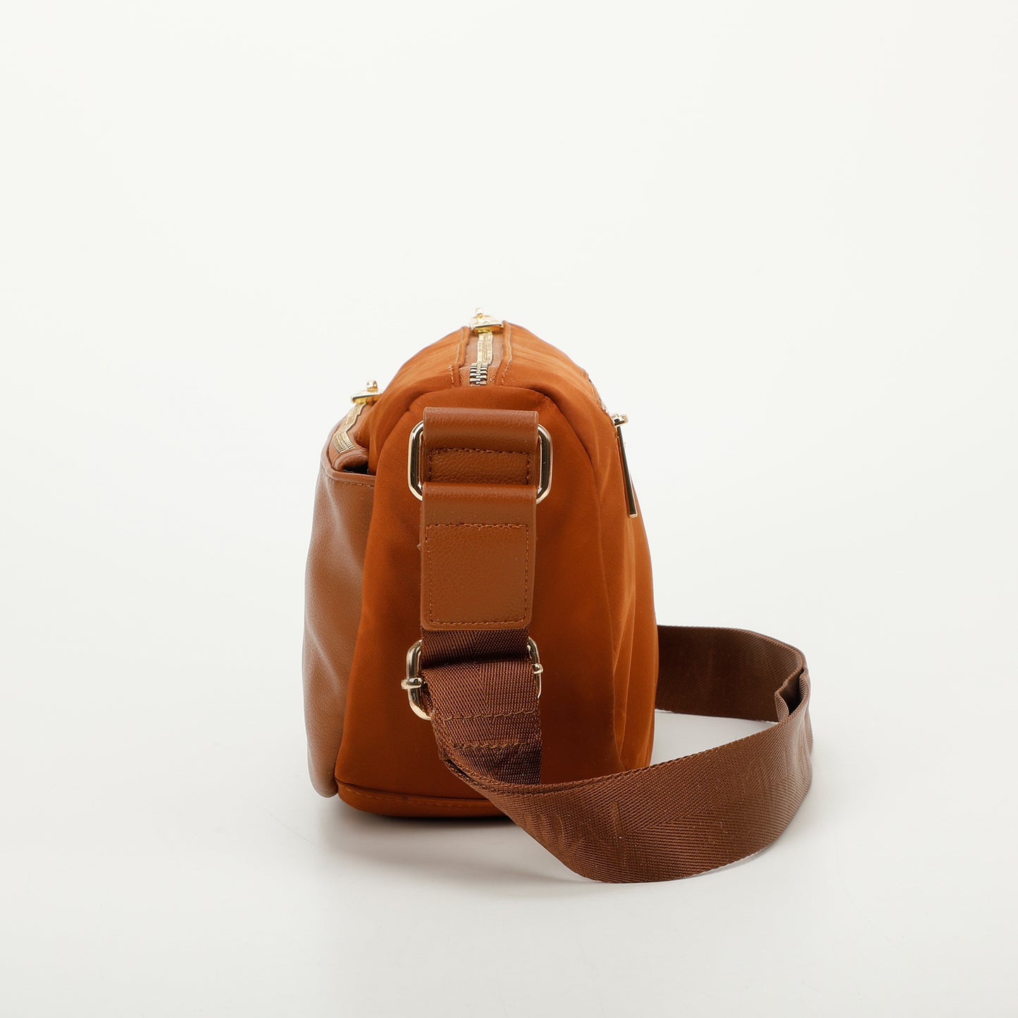 BORSA A TRACOLLA IN NYLON CON DETTAGLIO IN SIMILPELLE