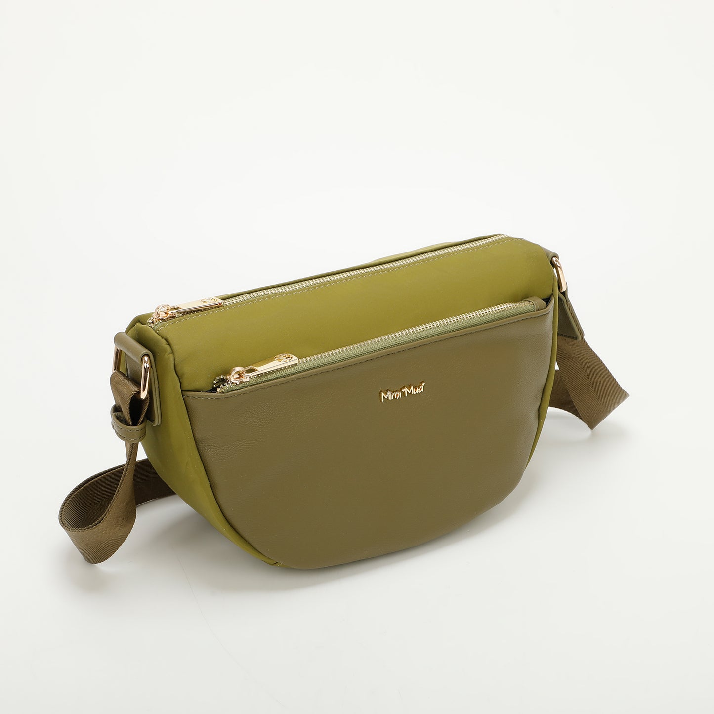 BORSA A TRACOLLA IN NYLON CON DETTAGLIO IN SIMILPELLE
