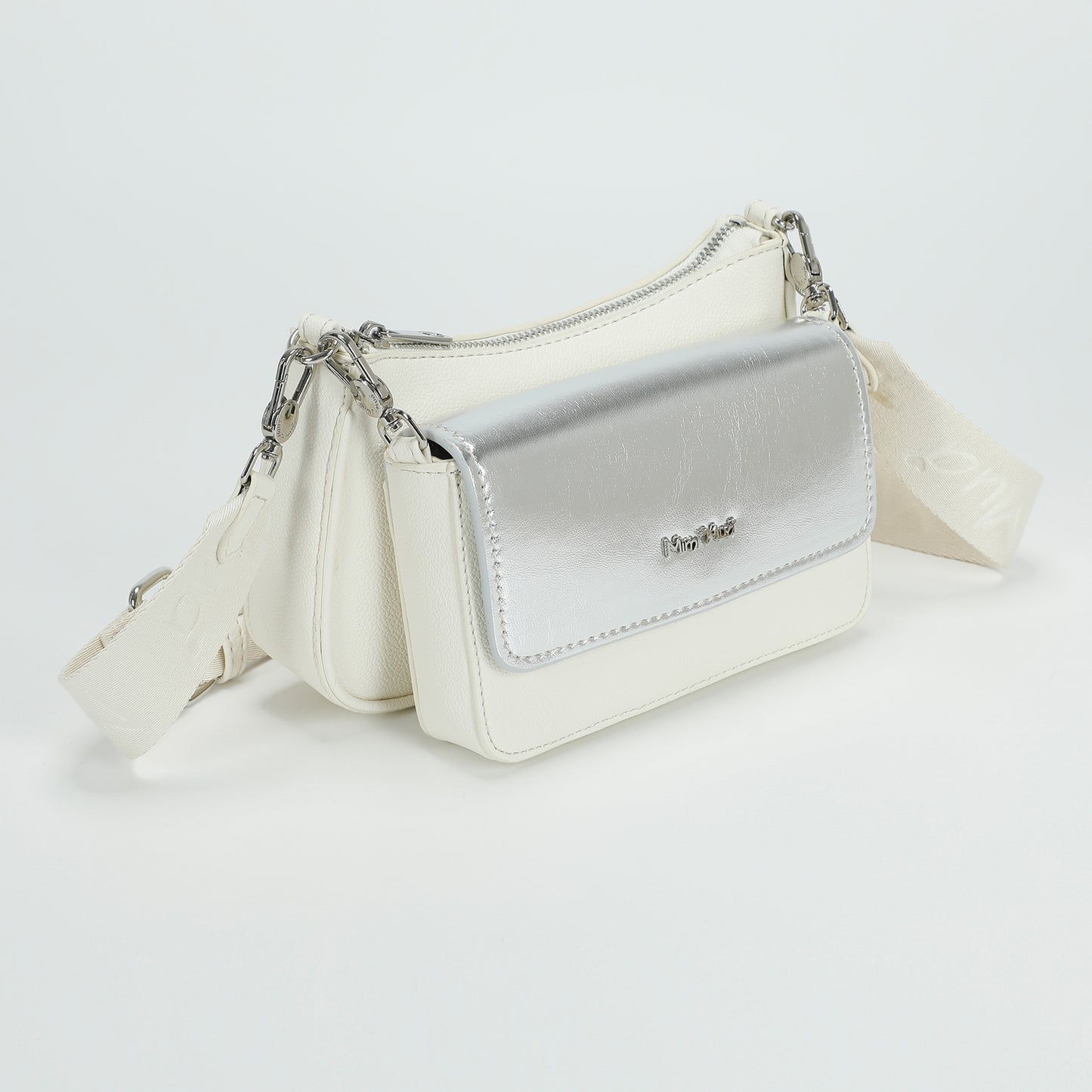 BORSA A TRACOLLA MULTI POCHETTE CON PATTA LAMINATA