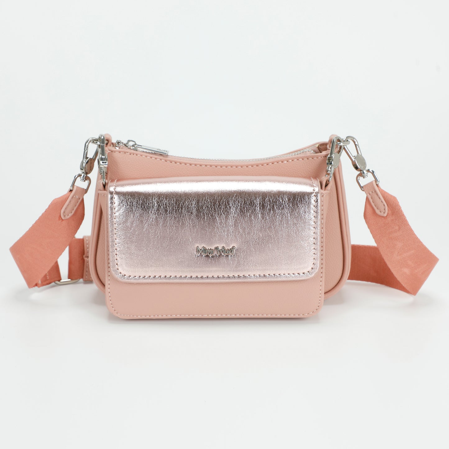 BORSA A TRACOLLA MULTI POCHETTE CON PATTA LAMINATA