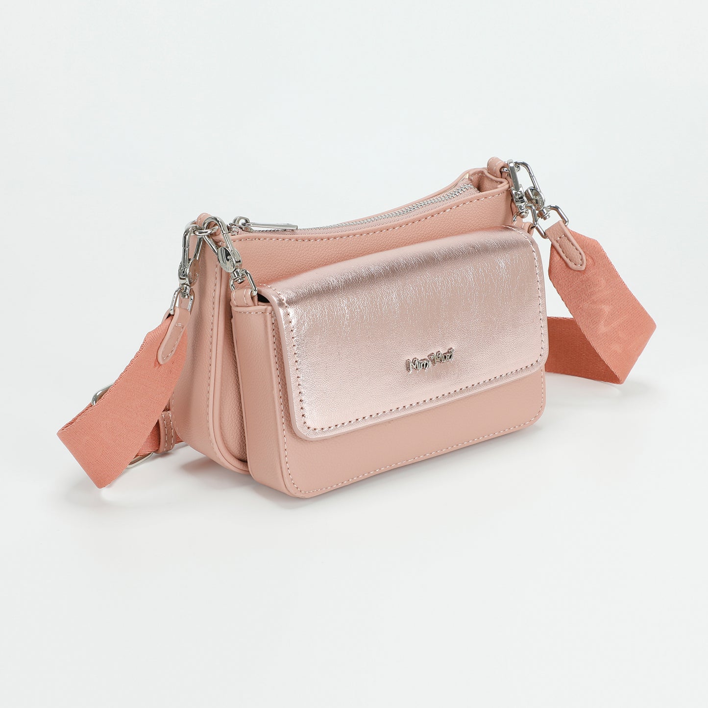 BORSA A TRACOLLA MULTI POCHETTE CON PATTA LAMINATA