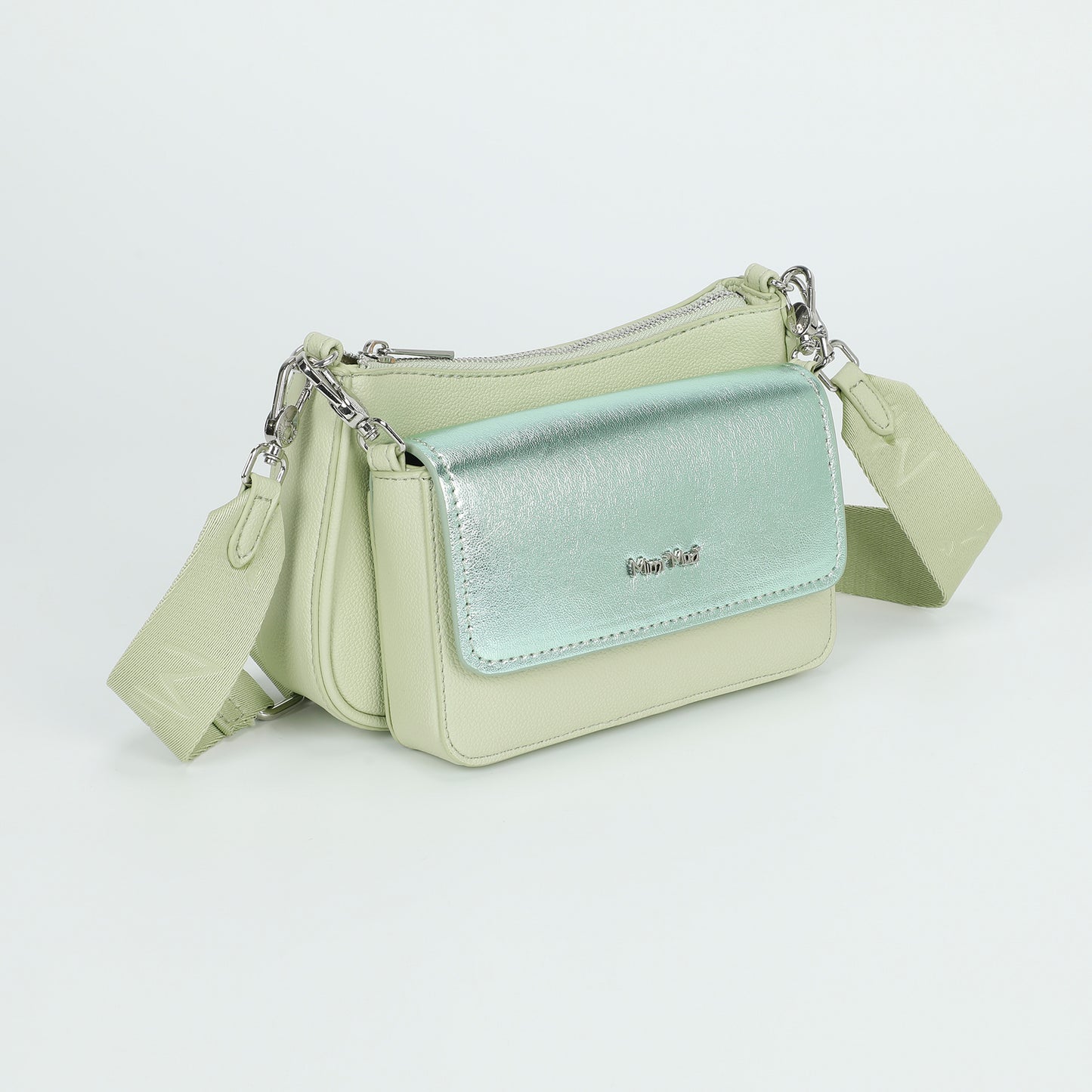 BORSA A TRACOLLA MULTI POCHETTE CON PATTA LAMINATA