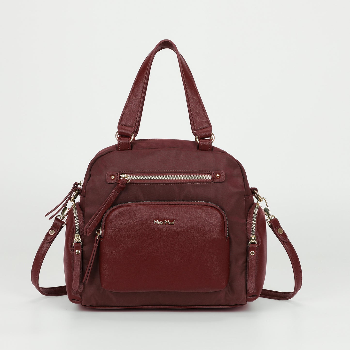 BORSA BAULETTO IN NYLON CON DETTAGLI IN PU