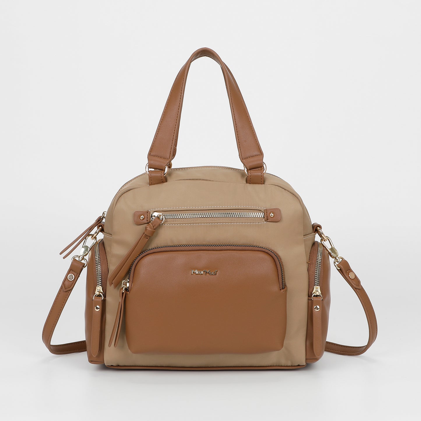 BORSA BAULETTO IN NYLON CON DETTAGLI IN PU