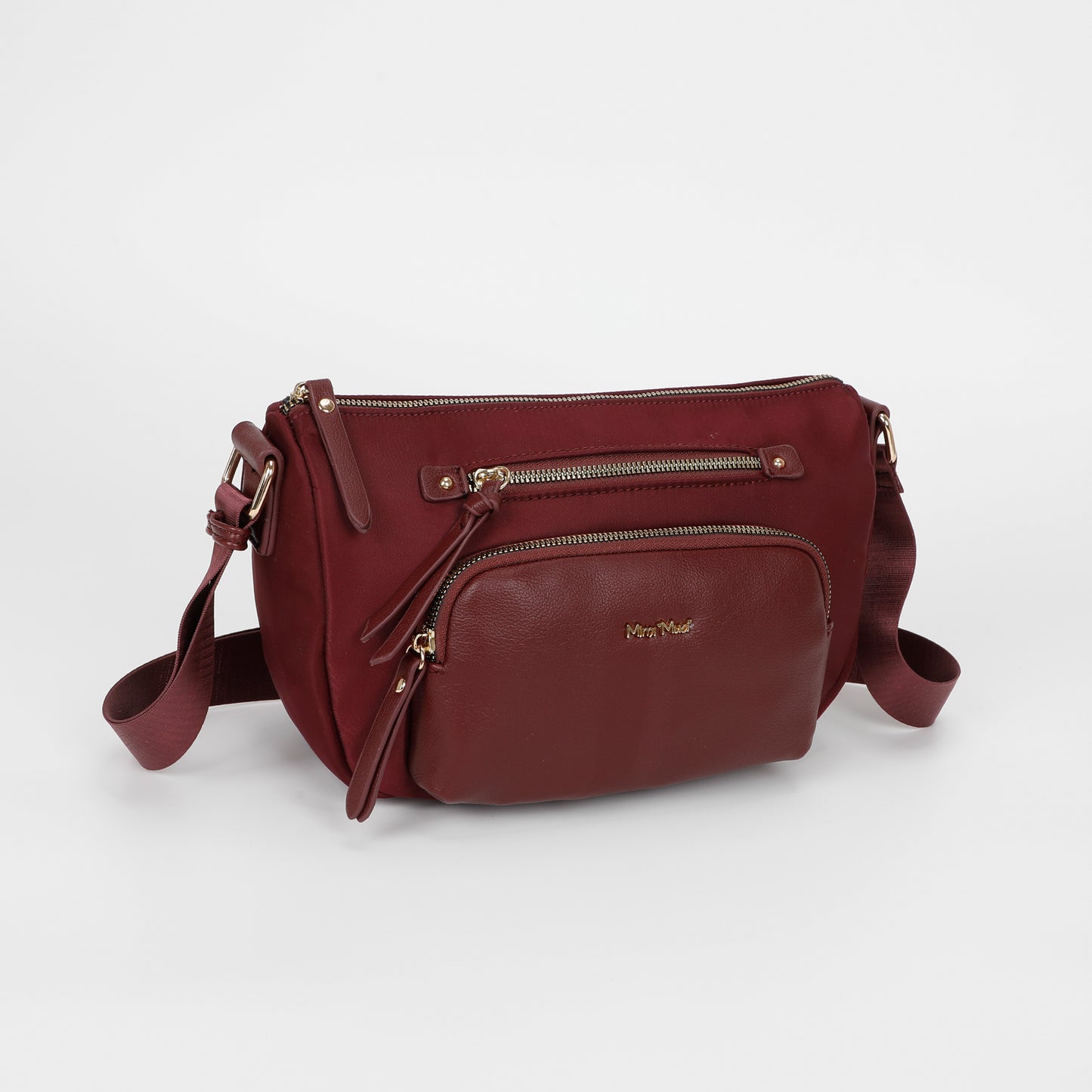 BORSA A TRACOLLA IN NYLON CON DETTAGLI IN PU