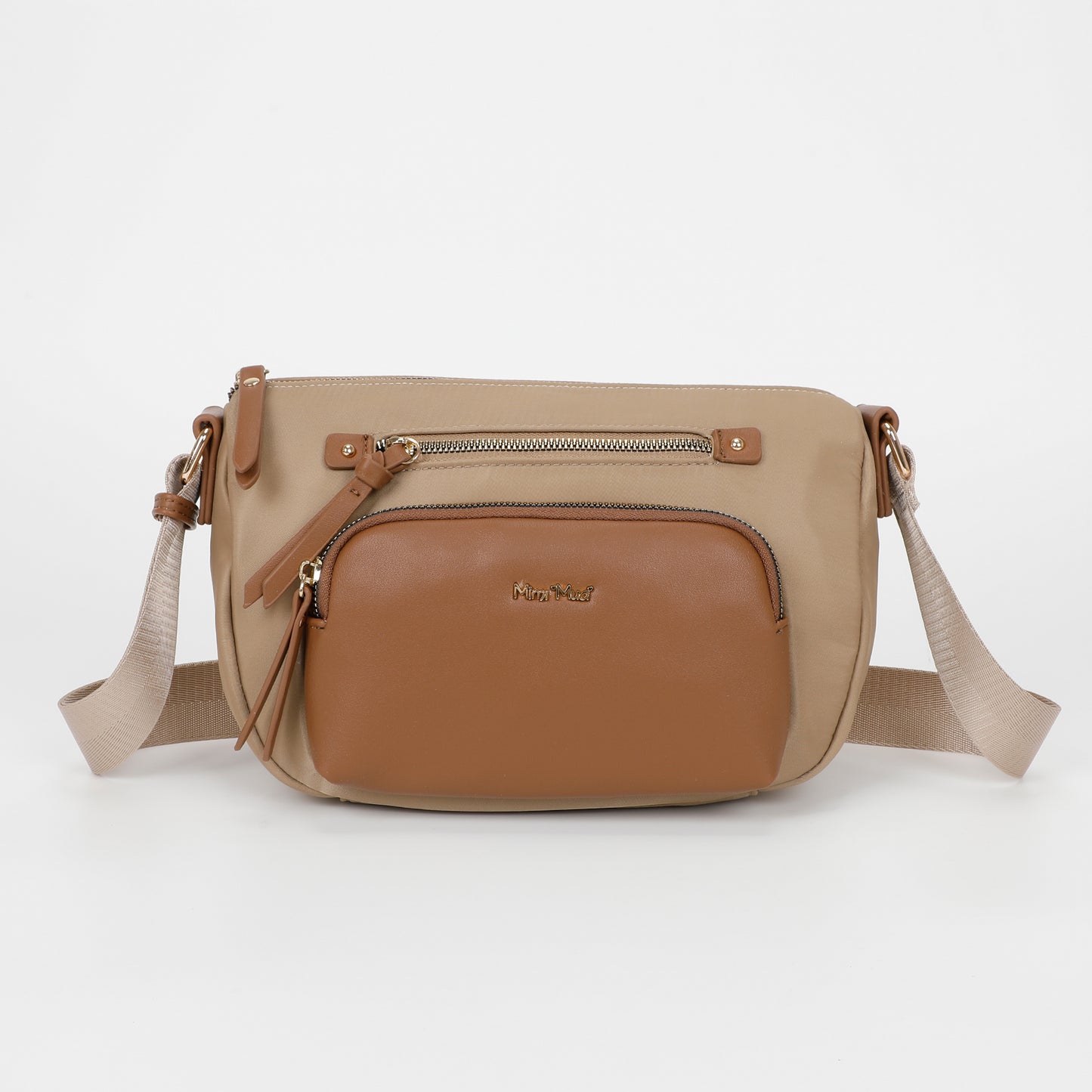 BORSA A TRACOLLA IN NYLON CON DETTAGLI IN PU