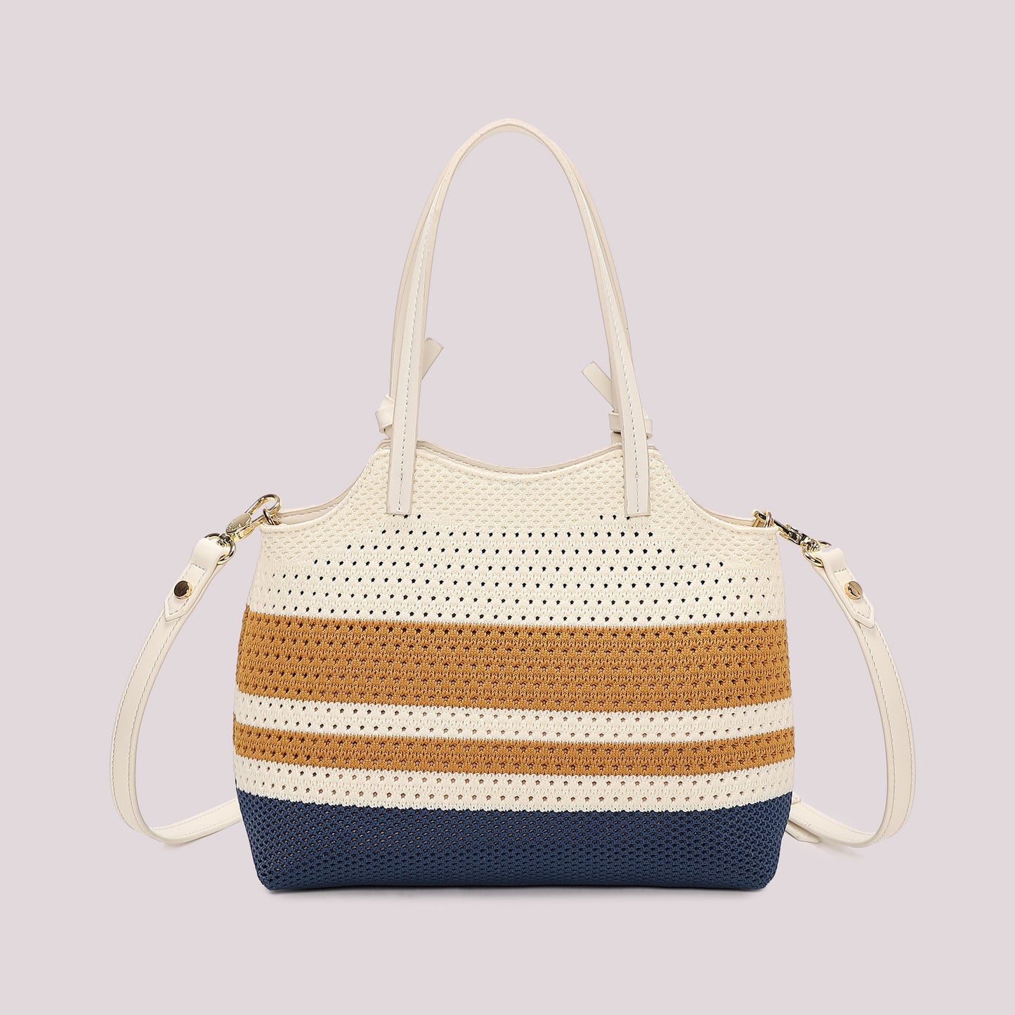 BORSA A MANO IN MAGLIA A RIGHE