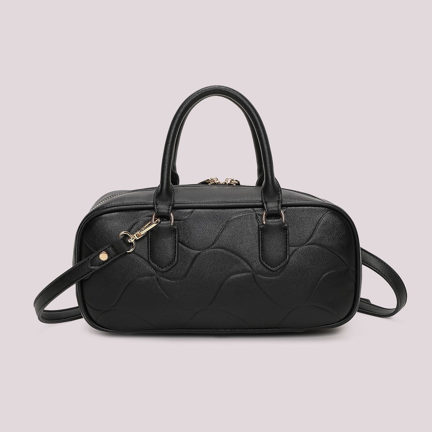 BORSA BAGUETTE CON MOTIVO AD ONDA