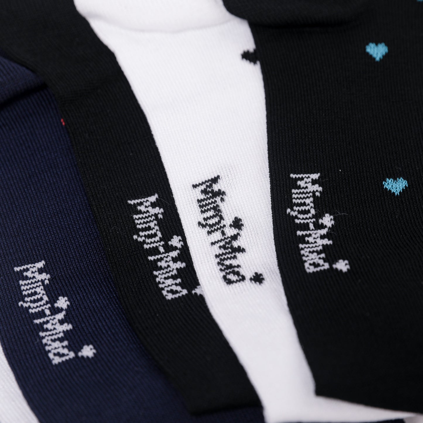 CALZINI C CUORI NERO E AZZURRO