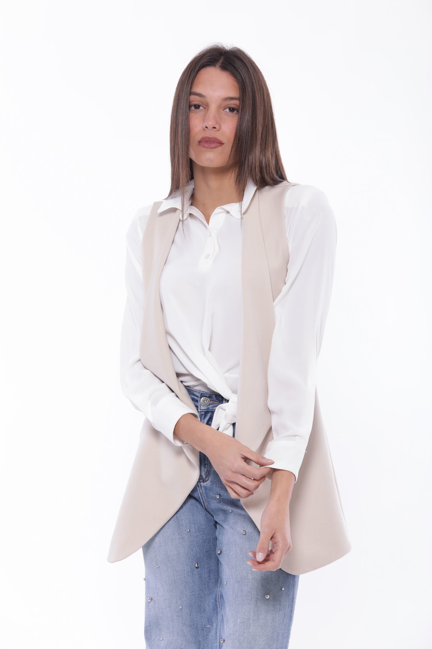 GILET LUNGO IN POLYVISCOSA