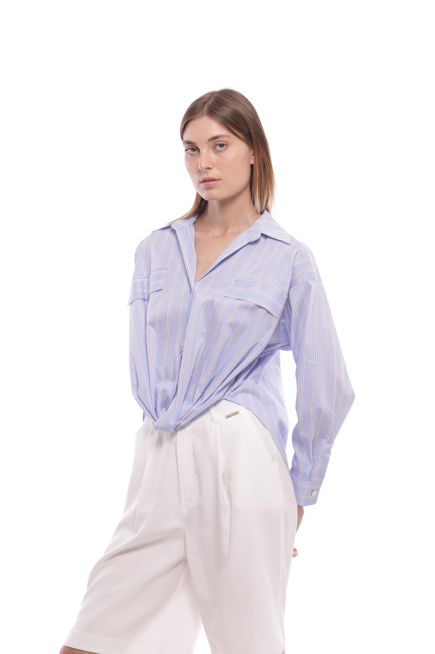 CAMICIA IN COTONE A RIGHE CON NODO