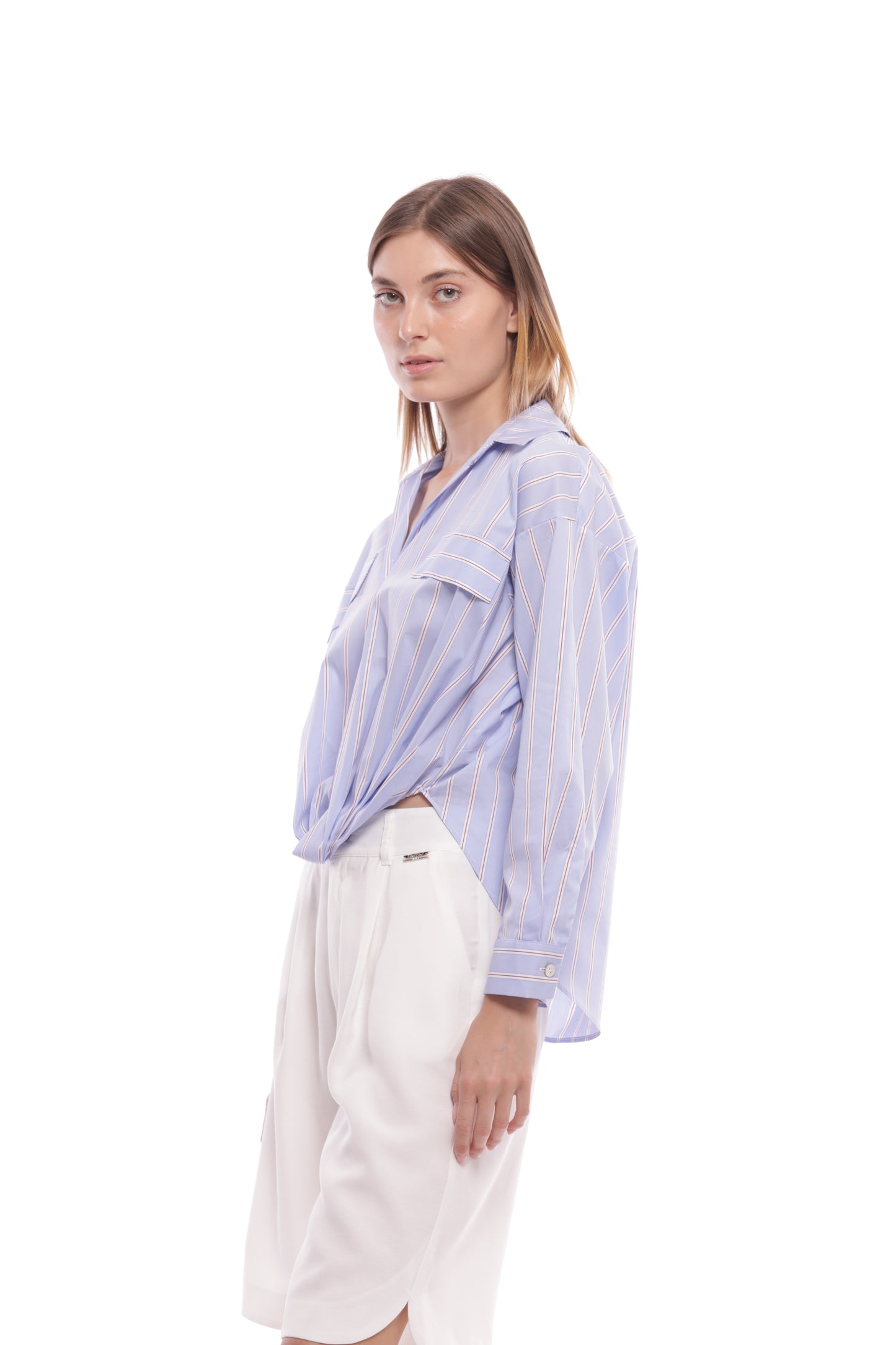 CAMICIA IN COTONE A RIGHE CON NODO