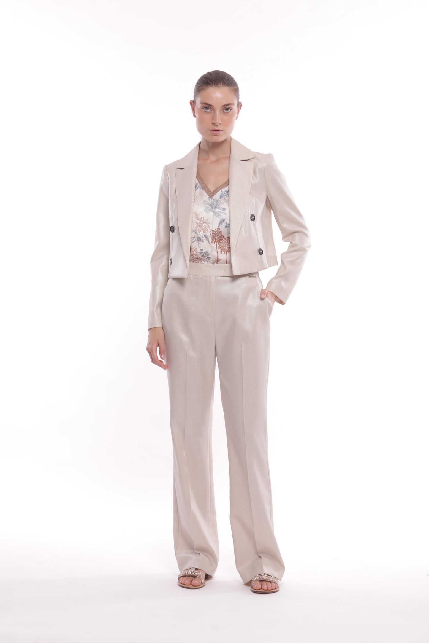 PANTALONE FLARE LAMINATO