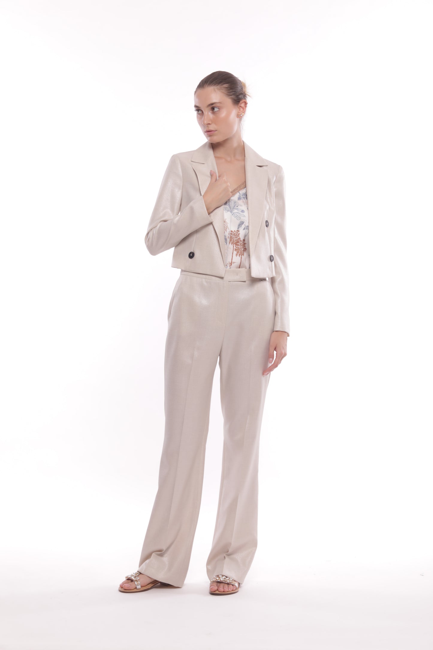 PANTALONE FLARE LAMINATO
