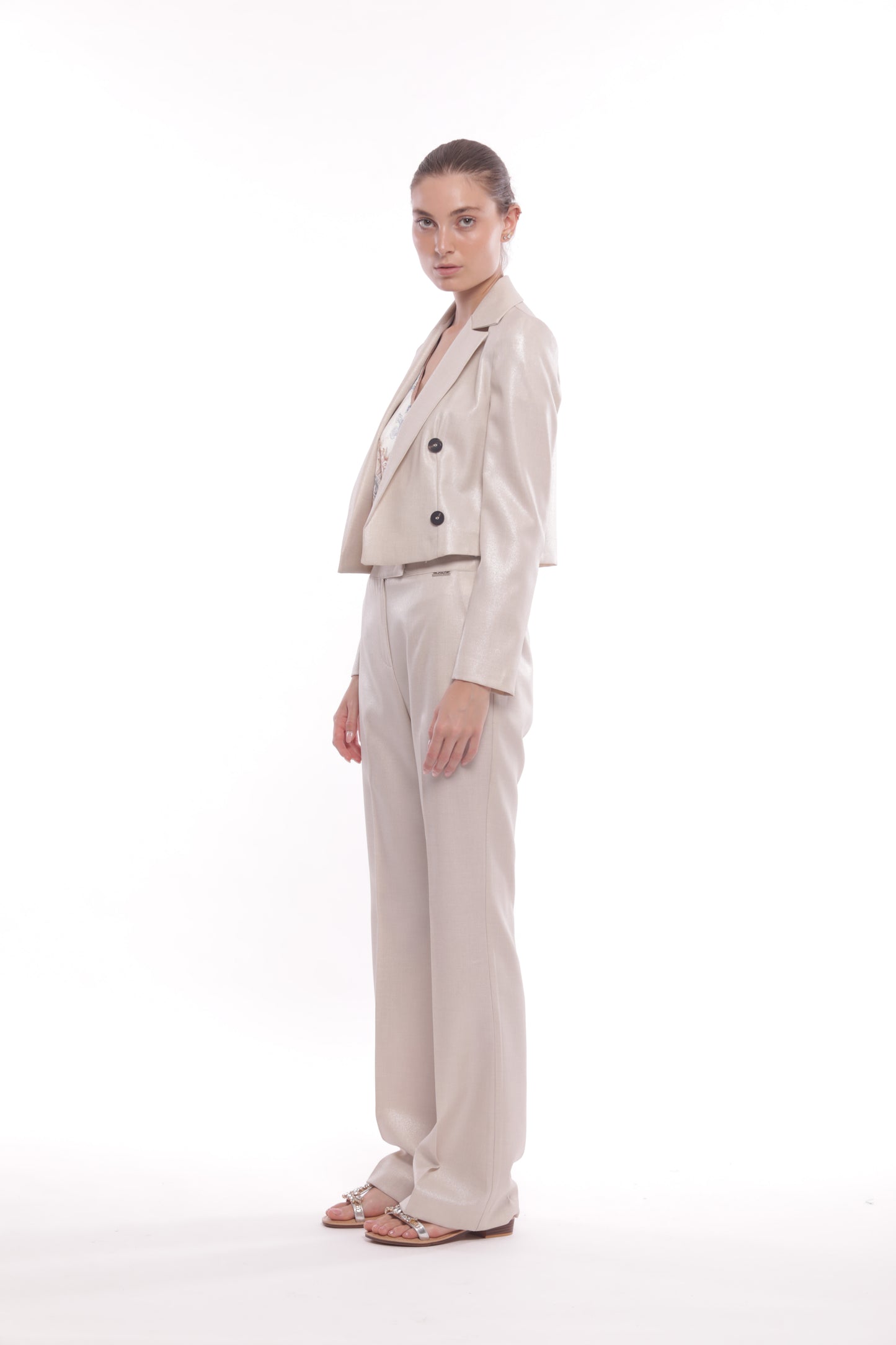 PANTALONE FLARE LAMINATO