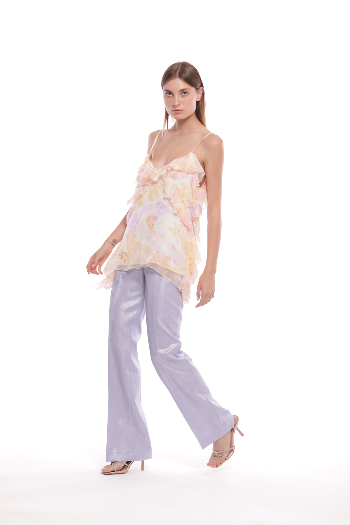 PANTALONE FLARE LAMINATO