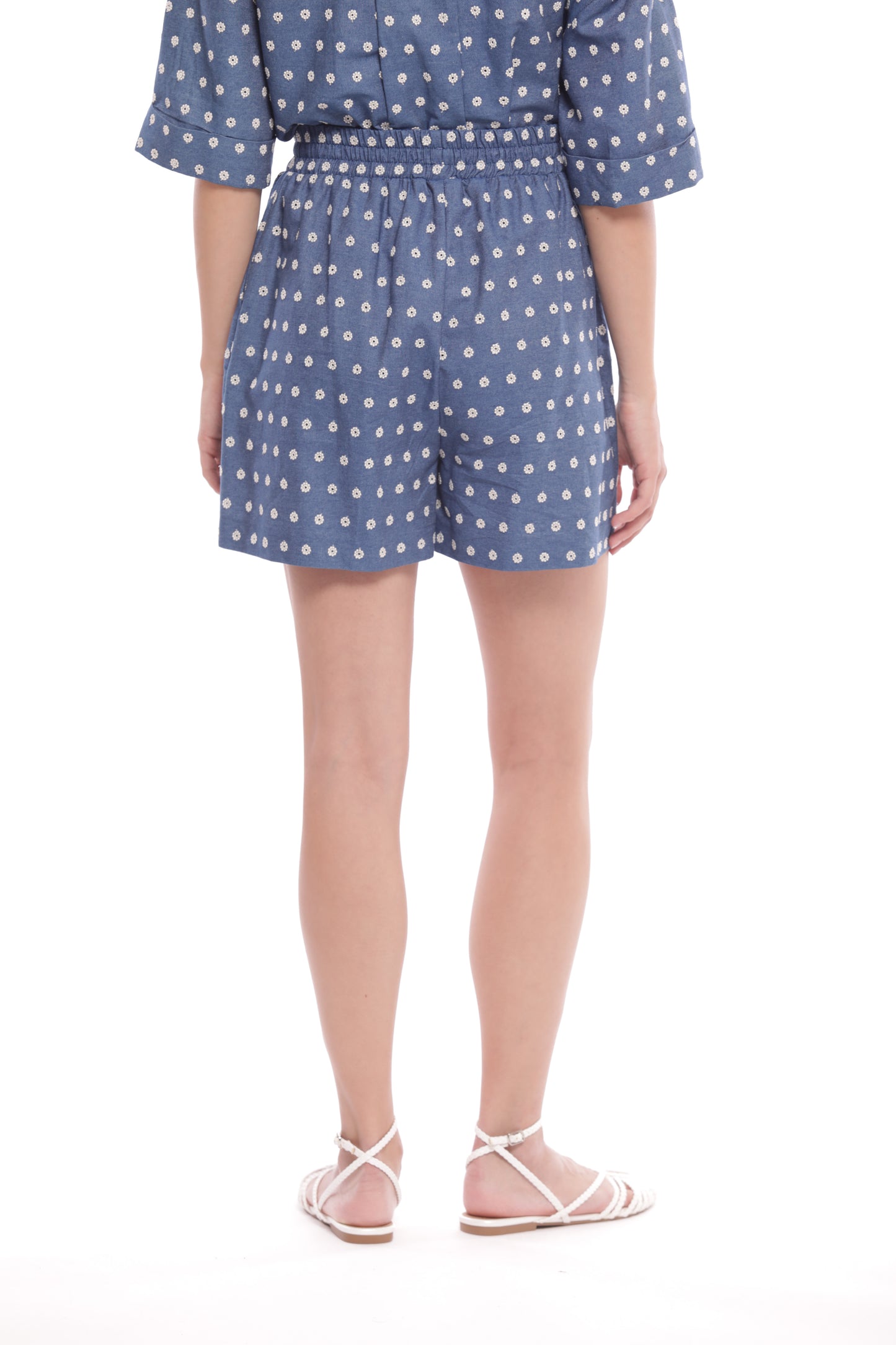 PANTALONE SHORT IN CHAMBRAY RICAMATO