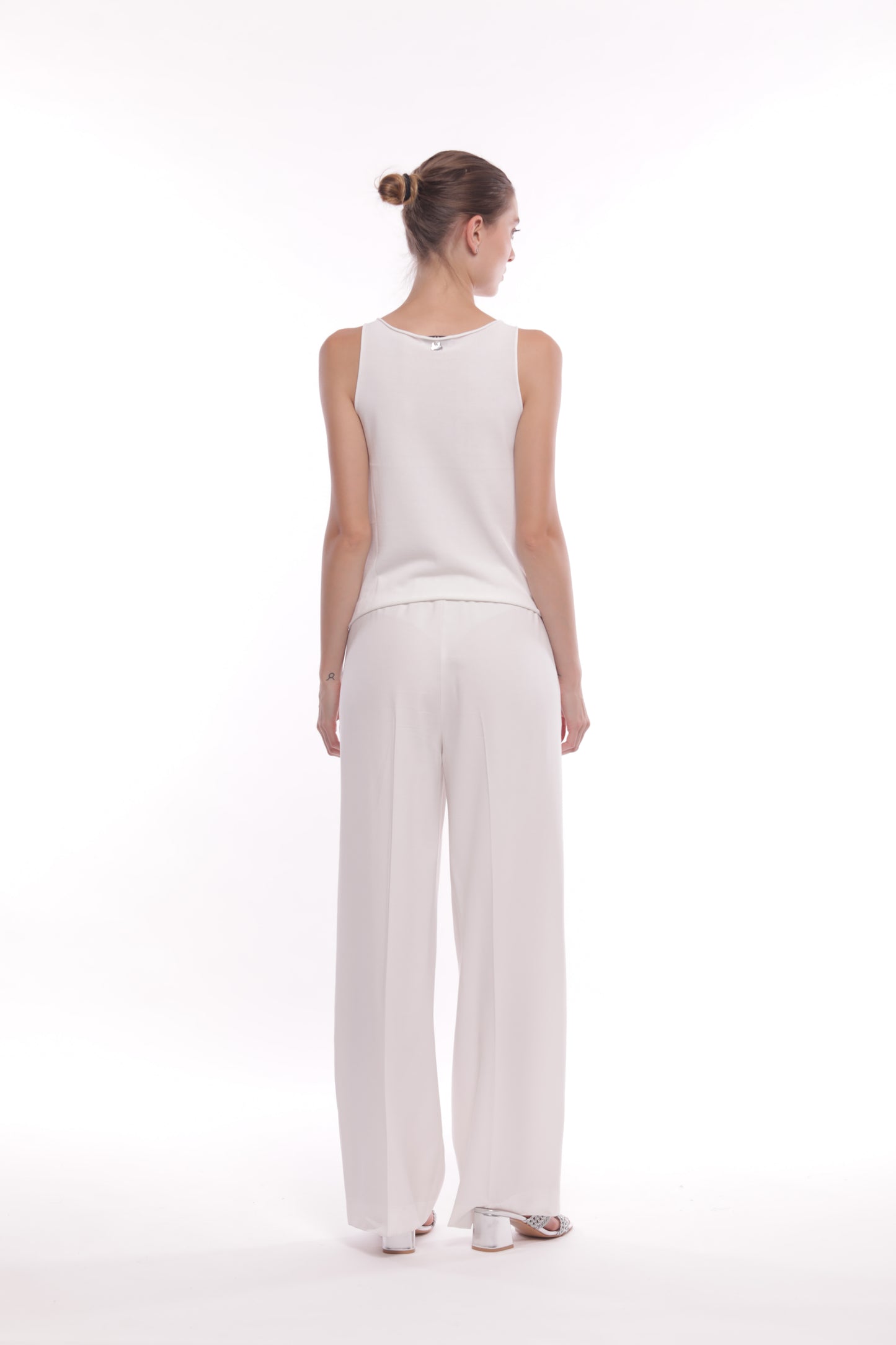 PANTALONE PALAZZO IN AKUMAL CON DETTAGLIO A RIGHE