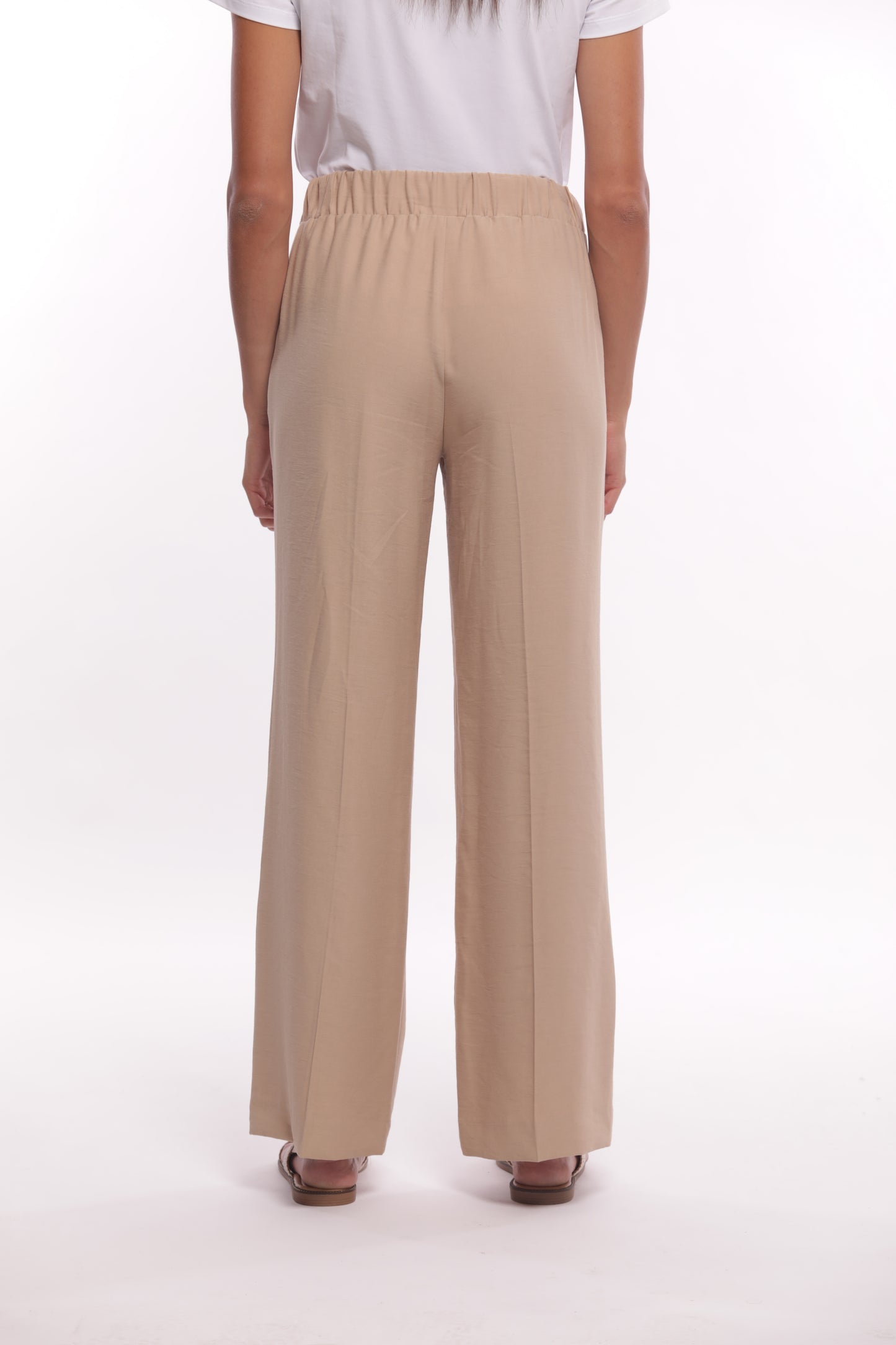 PANTALONE PALAZZO IN AKUMAL CON DETTAGLIO A RIGHE
