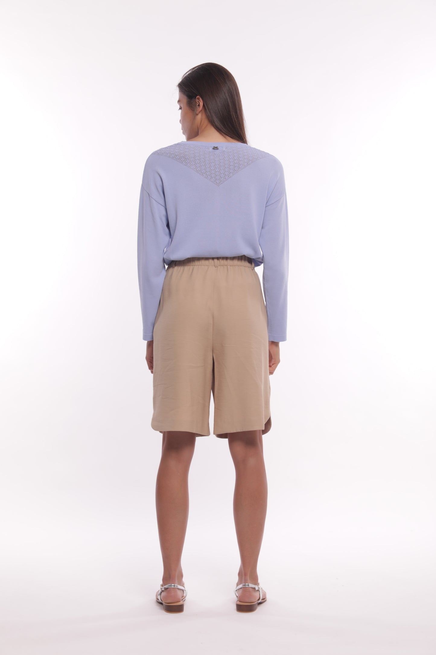 PANTALONE BERMUDA IN AKUMAL CON DETTAGLIO A RIGHE