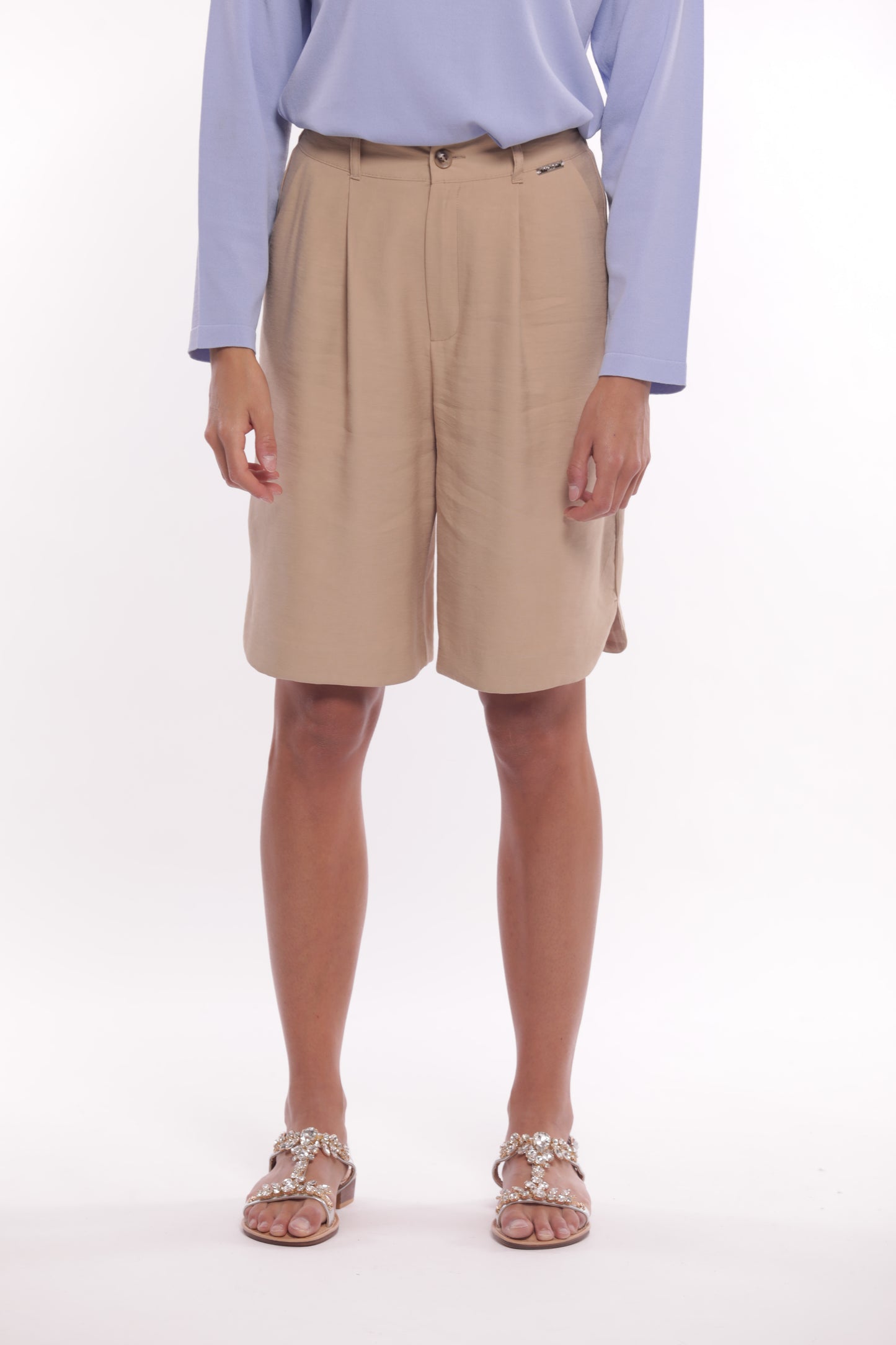 PANTALONE BERMUDA IN AKUMAL CON DETTAGLIO A RIGHE