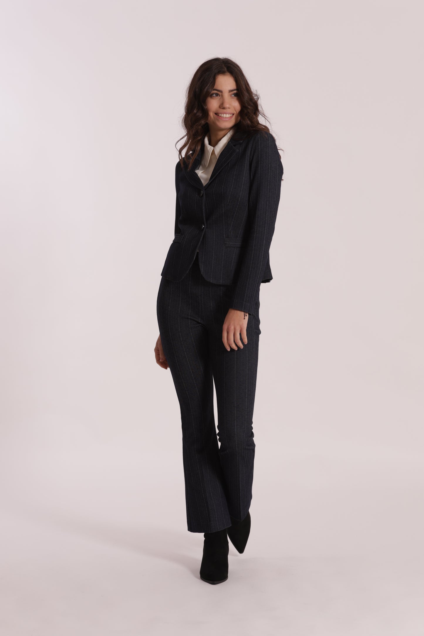 PANTALONE FLARE IN PUNTO MILANO EFFETTO JEANS