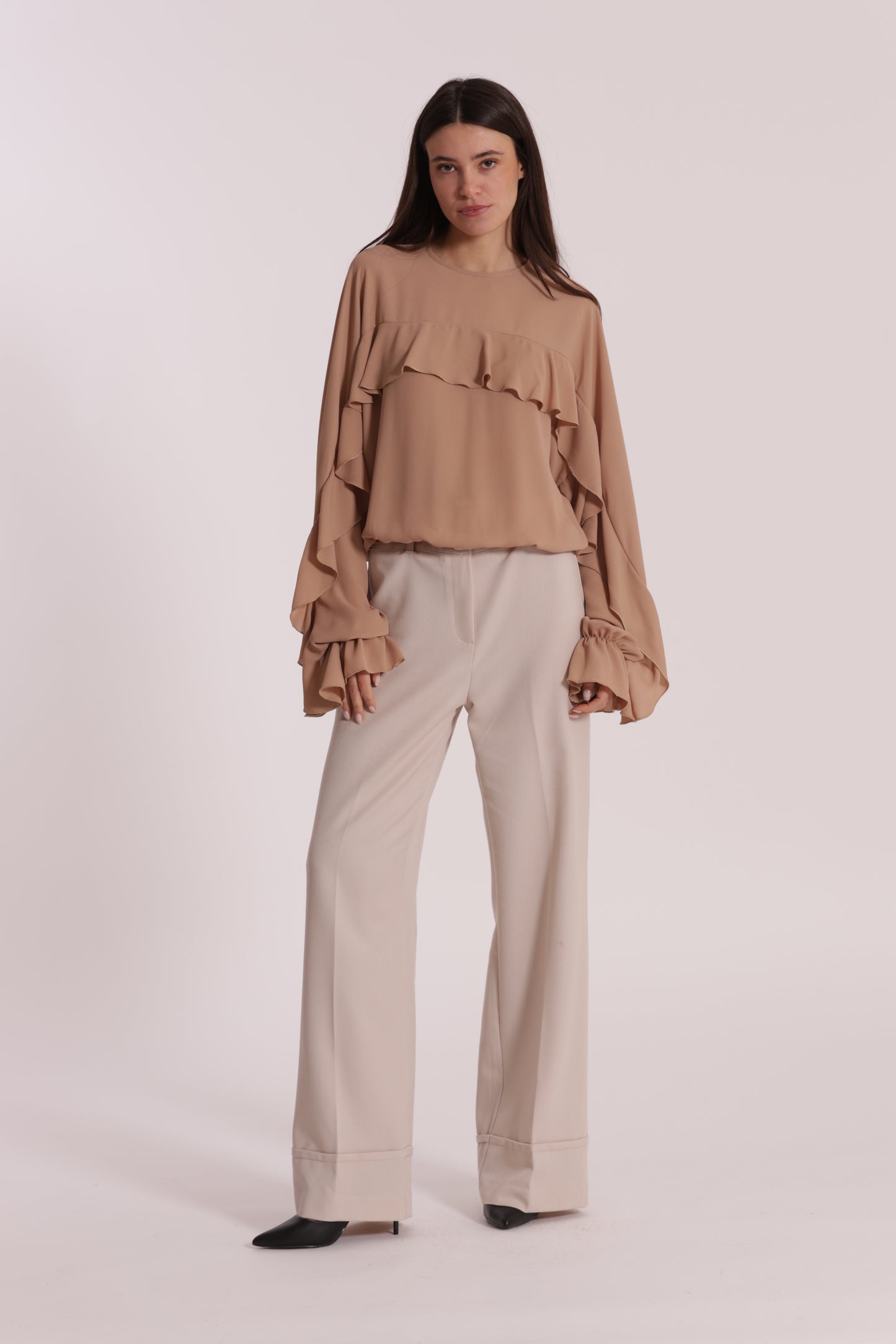 PANTALONE CROPPED CON CINTURA IN POLYVISCOSA