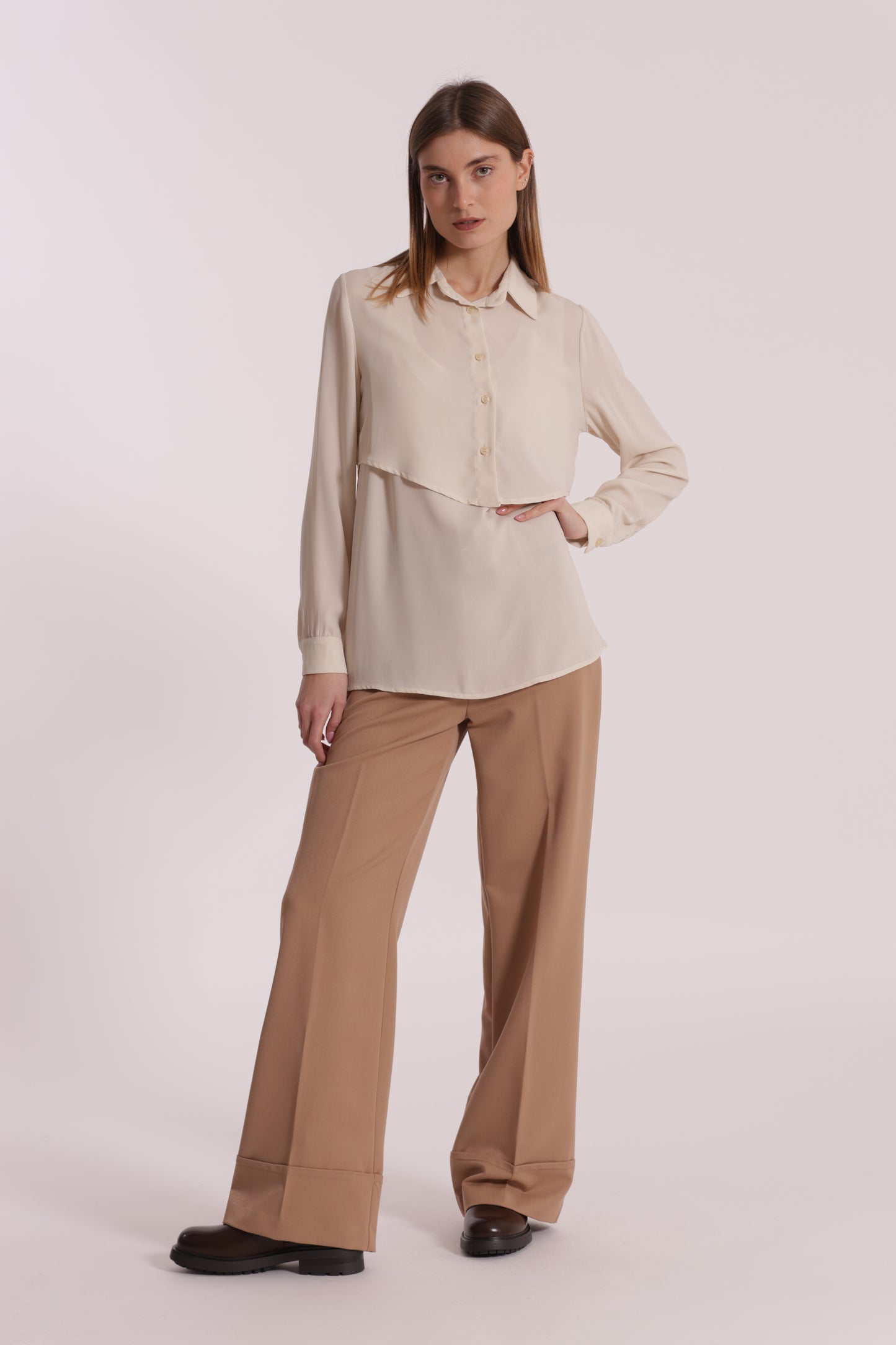 PANTALONE CROPPED CON CINTURA IN POLYVISCOSA